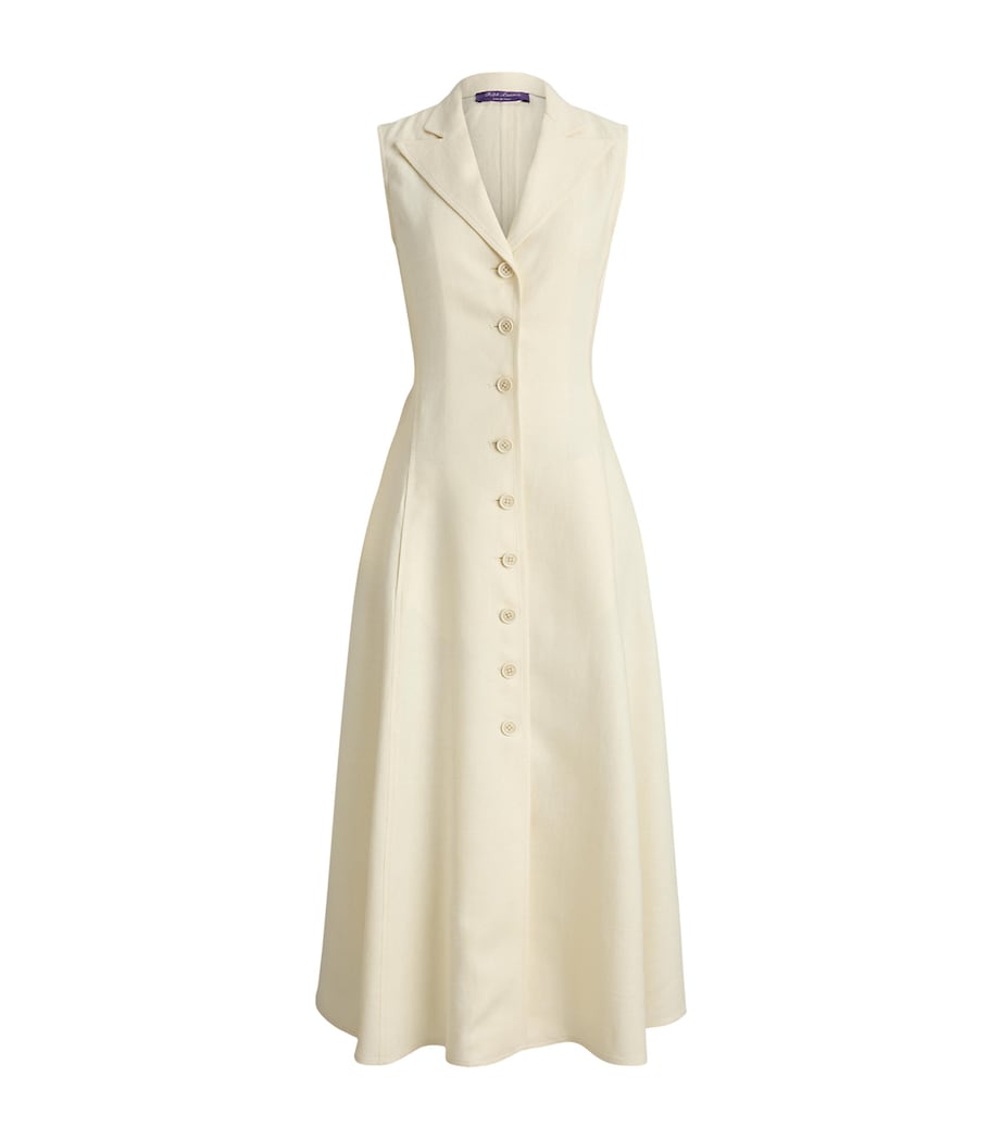 Ralph Lauren Collection Womens Silk-Linen Kensley Midi Dress Lux Cream Image 1