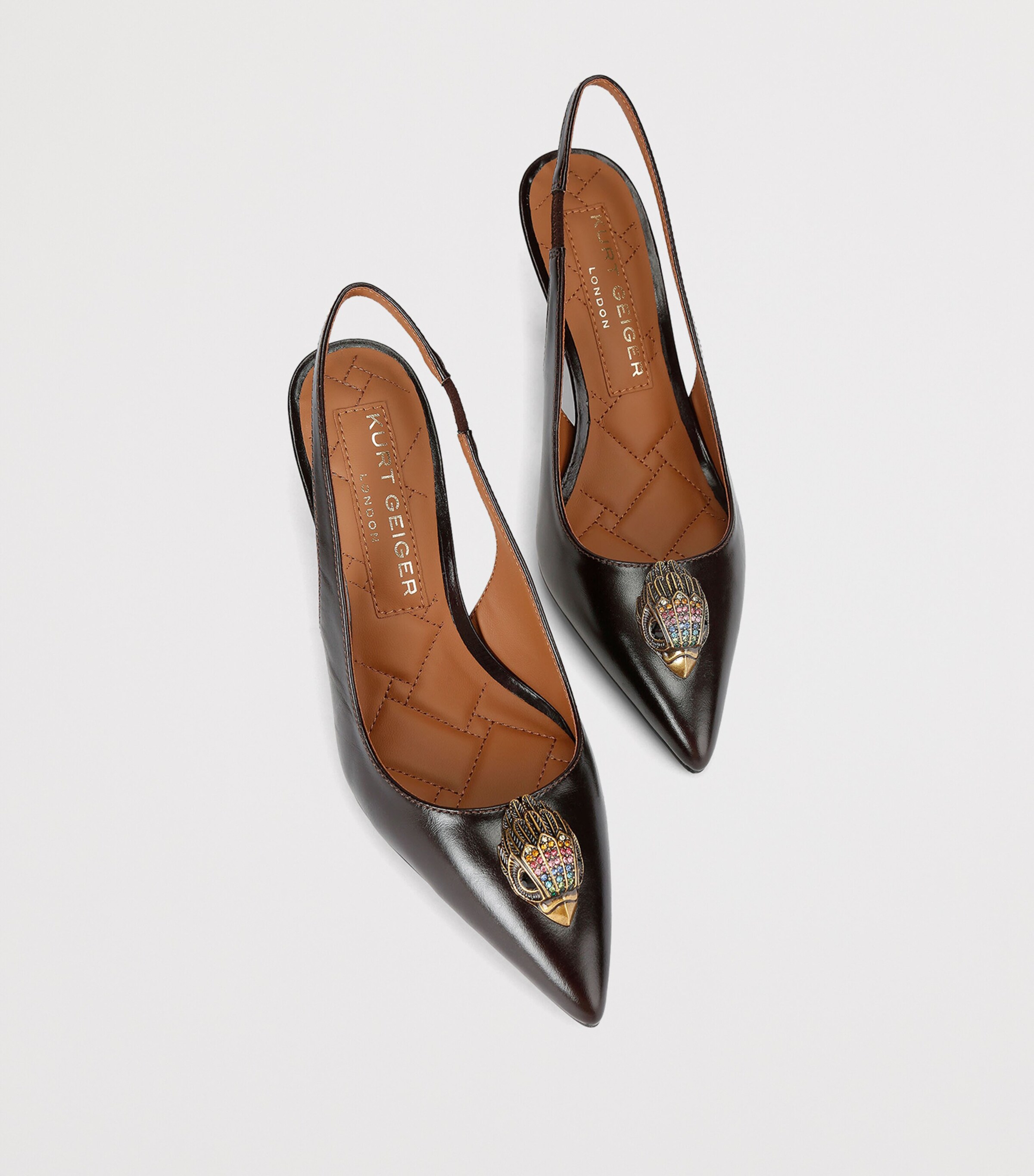 Kurt Geiger London Leather Belgravia Slingback Pumps Brown/oth Image 4