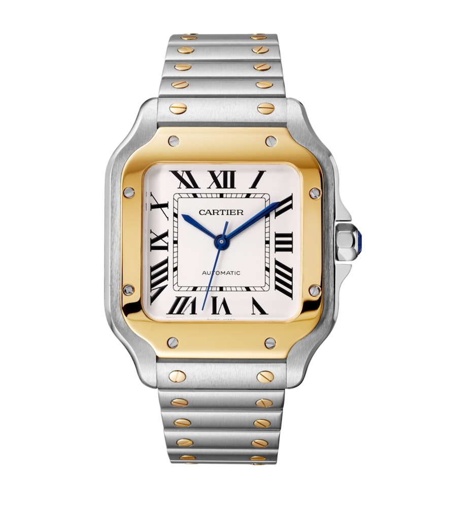 Yellow Gold and Stainless Steel Santos de Cartier Watch 35.1mm SILVER Image 1