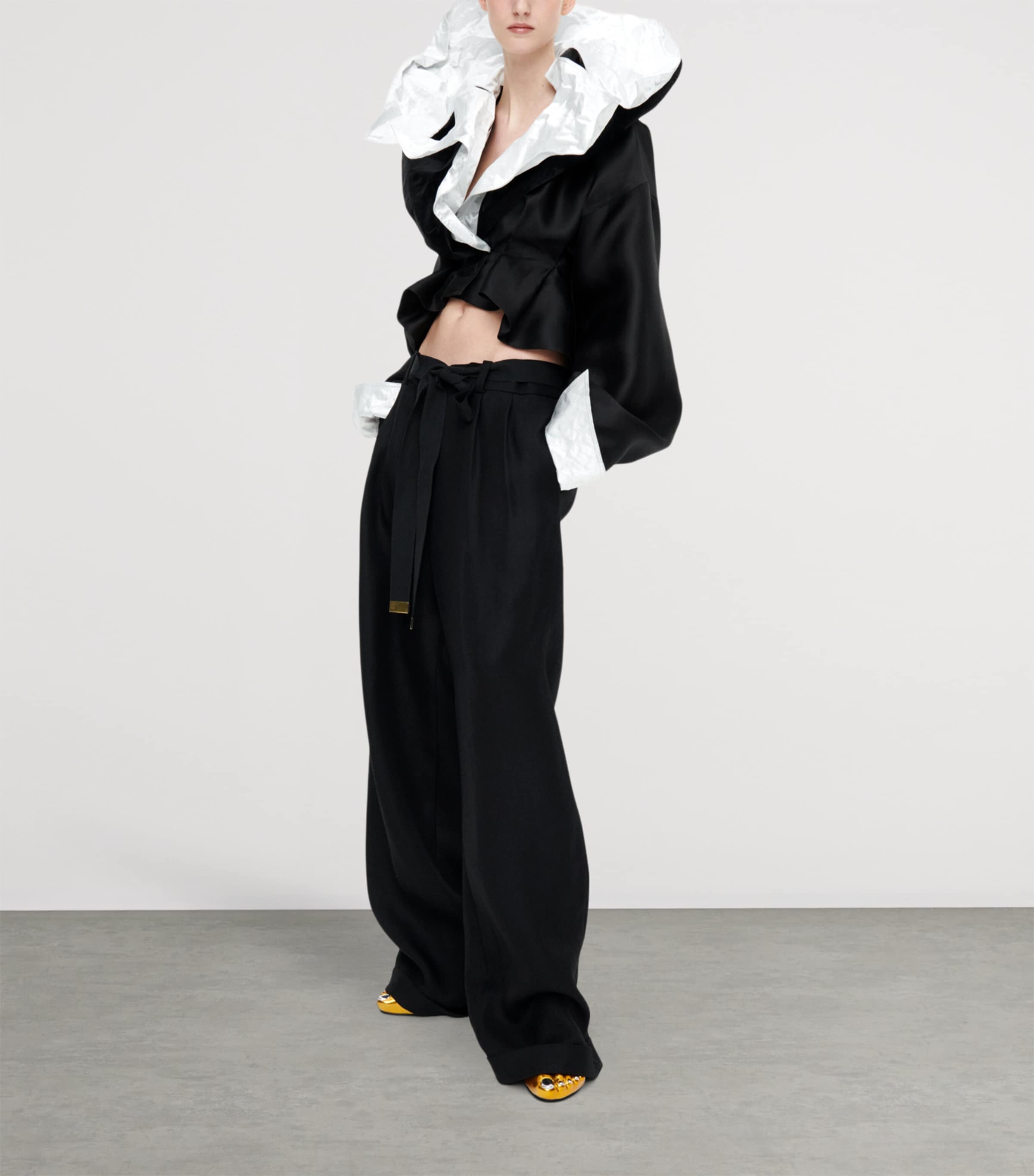 Schiaparelli Womens Oversized Pleated Trousers Black Image 2