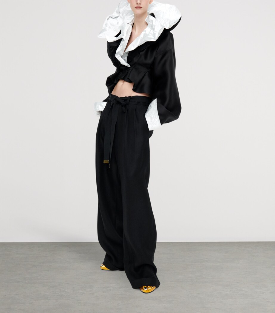 Schiaparelli Womens Oversized Pleated Trousers Black Image 2