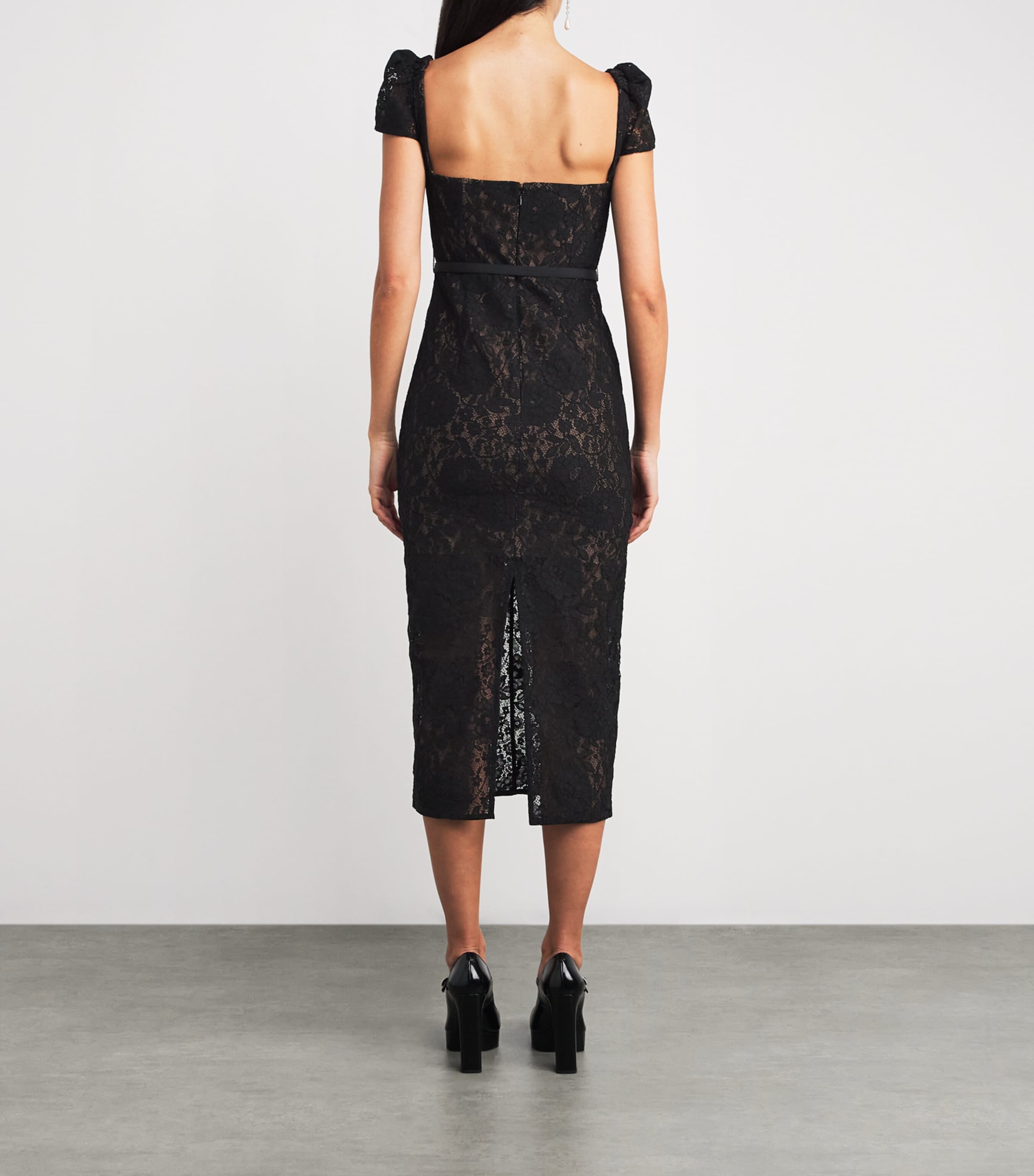 Lace Midi Dress BLACK Image 3