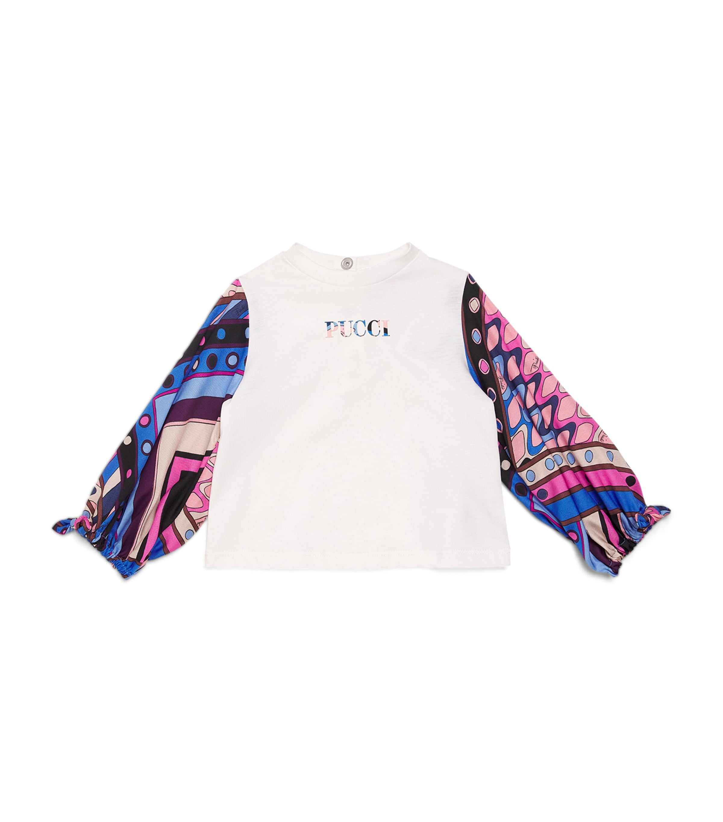 Pucci Junior Kids' Cotton Vivara Print T-shirt In Ivory