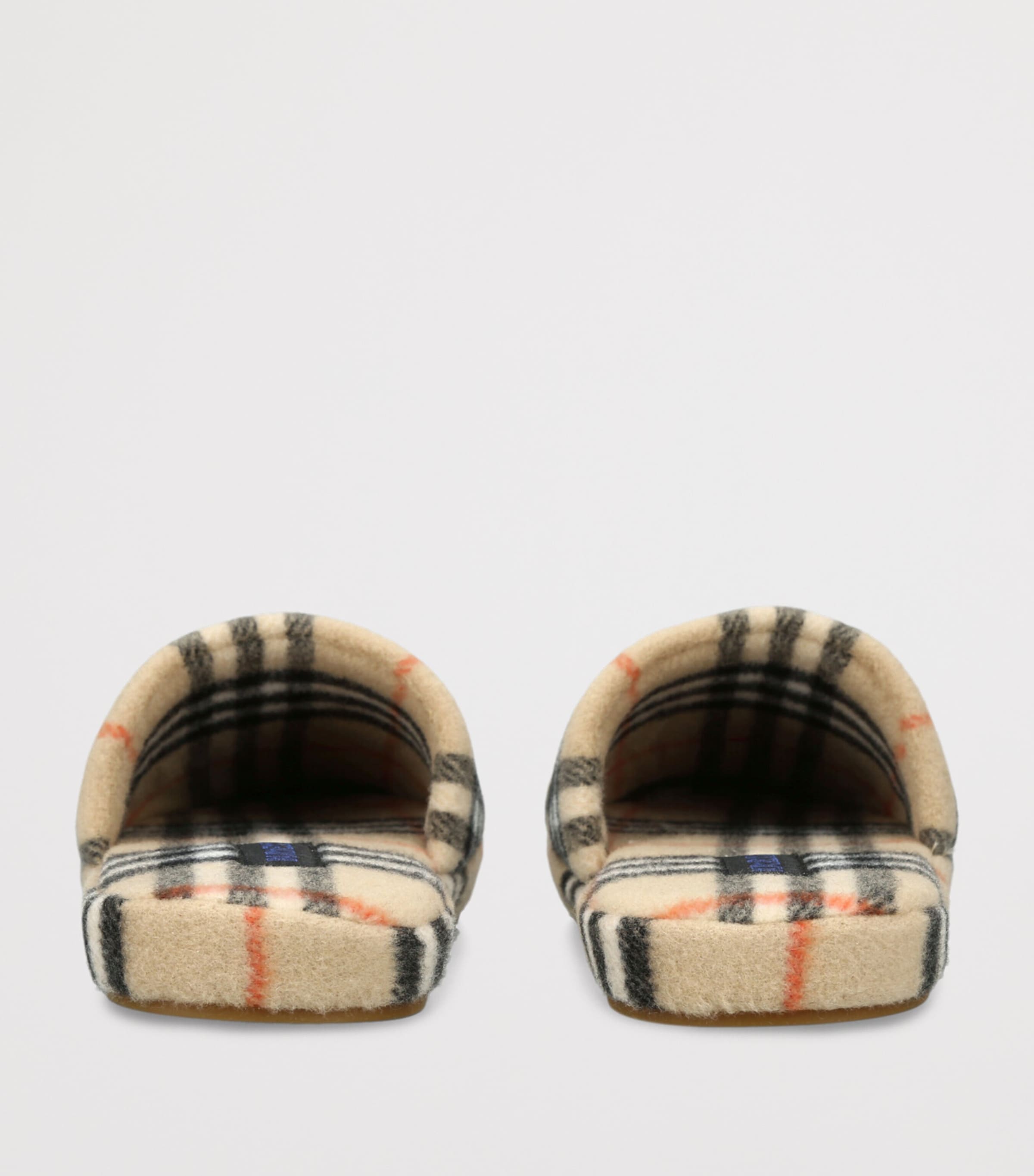 Wool-Blend Check Slippers BEIGE COMB Image 2