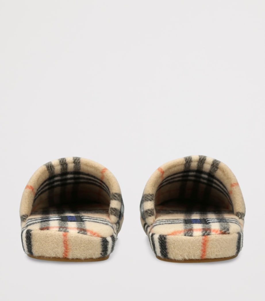 Wool-Blend Check Slippers BEIGE COMB Image 2