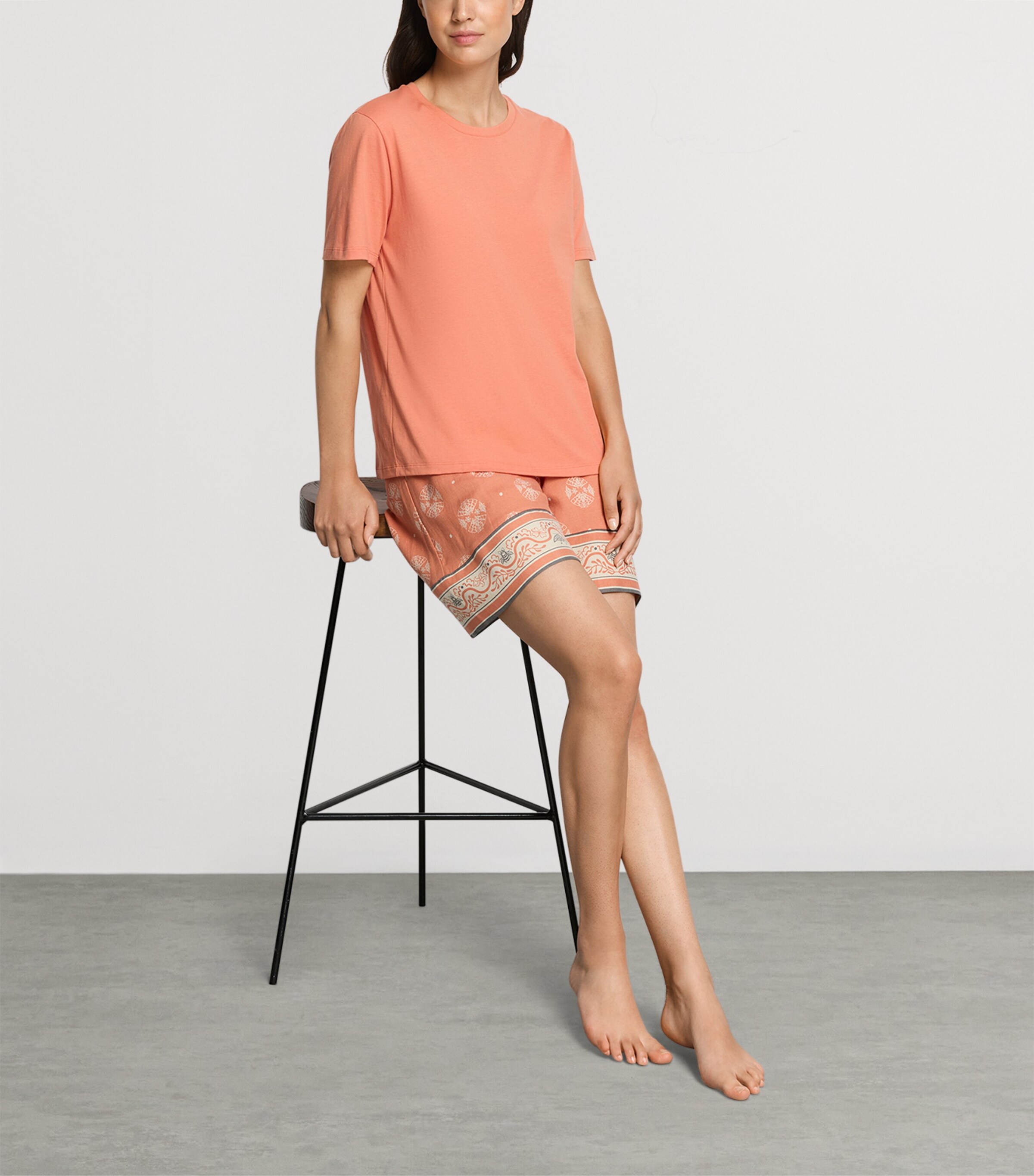 Hanro Womens Organic Cotton Crew-Neck T-Shirt Light Carnelian Image 4