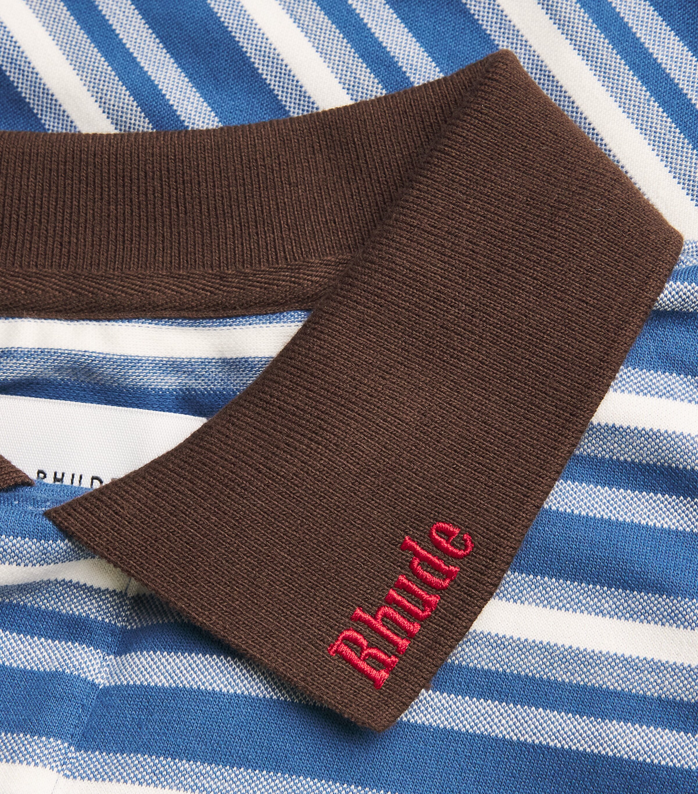 Rhude Mens Cotton Stripe Fontaine Polo Shirt Image 6