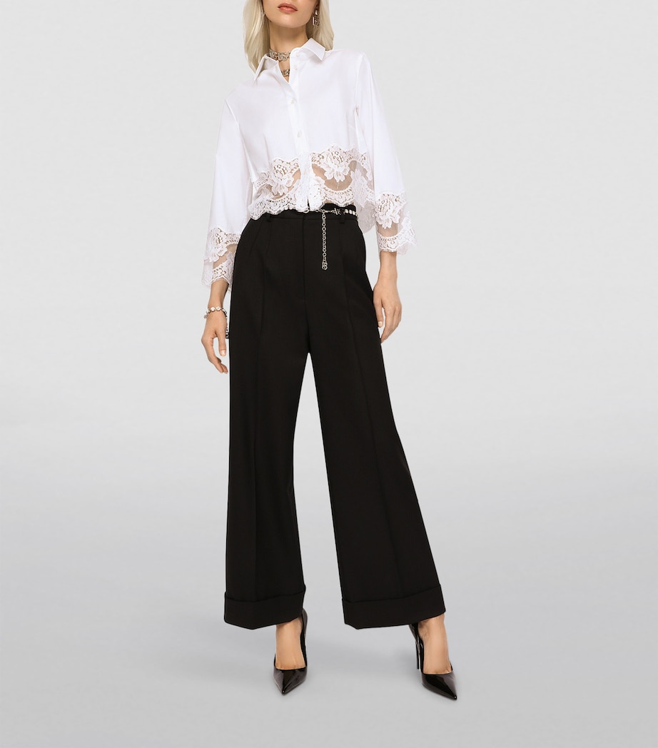 Cropped Lace-Trim Shirt W0800-OPTICAL WHITE Image 2
