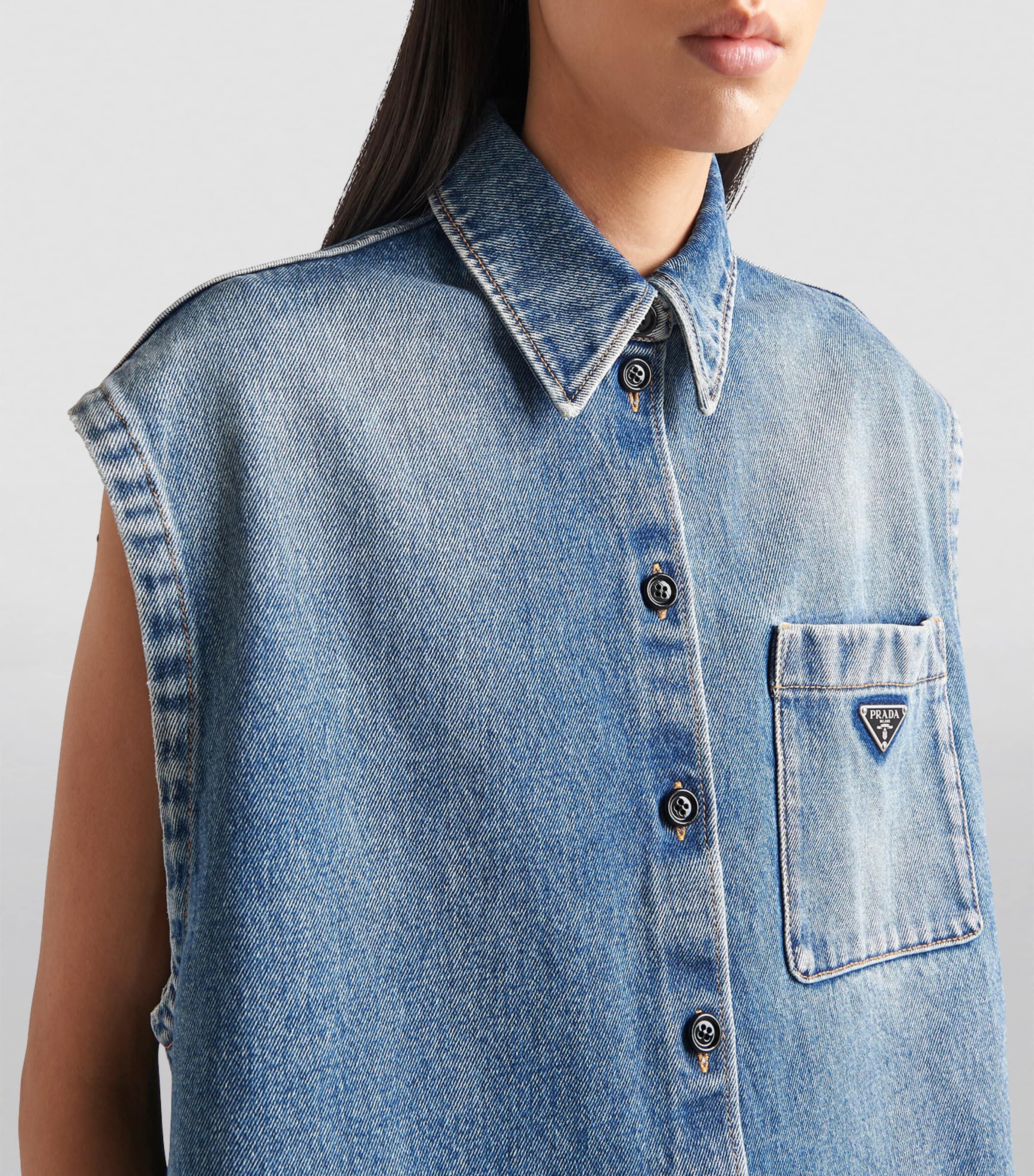Denim Sleeveless Shirt F0BAU Image 3