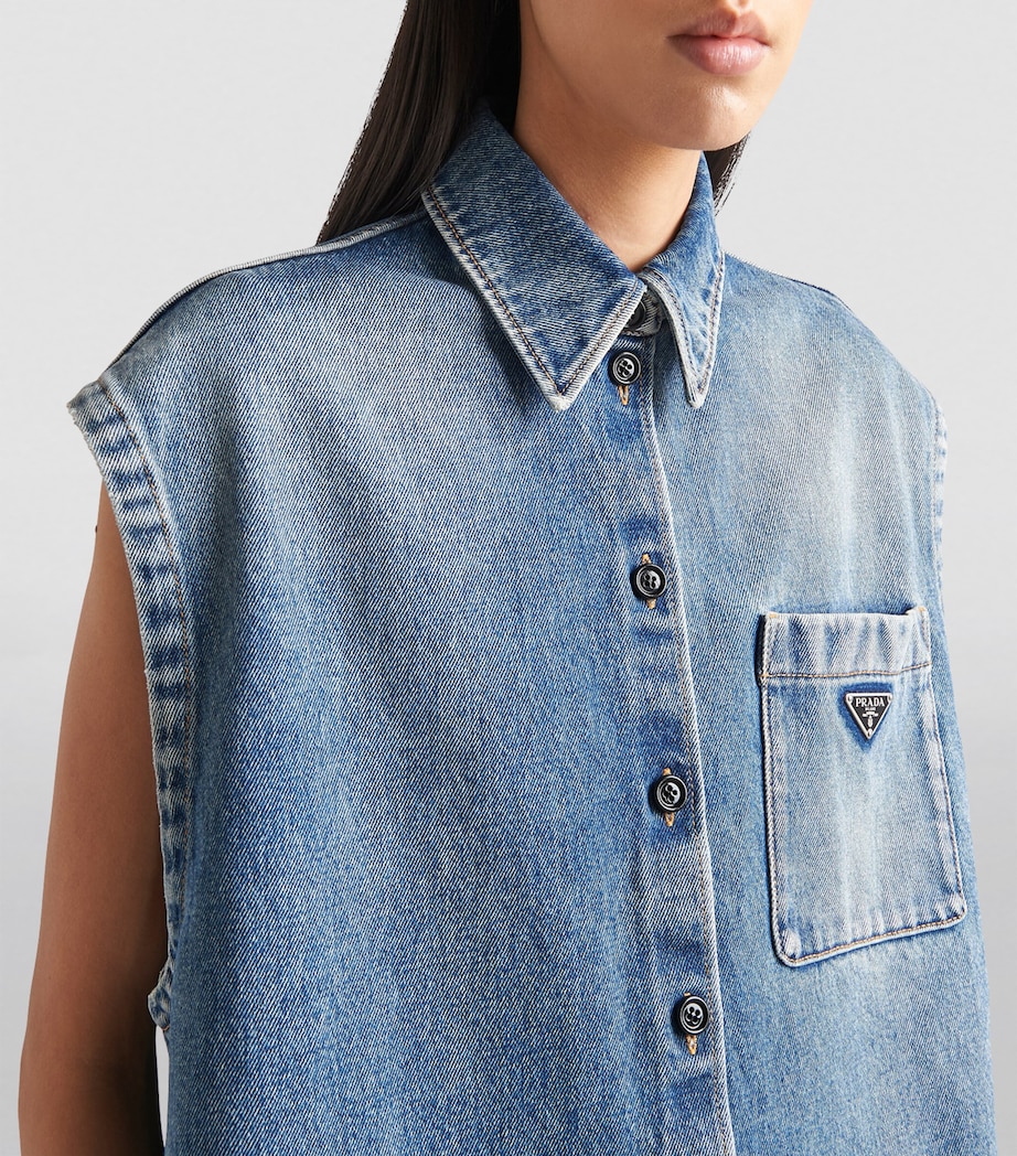 Denim Sleeveless Shirt F0BAU Image 3