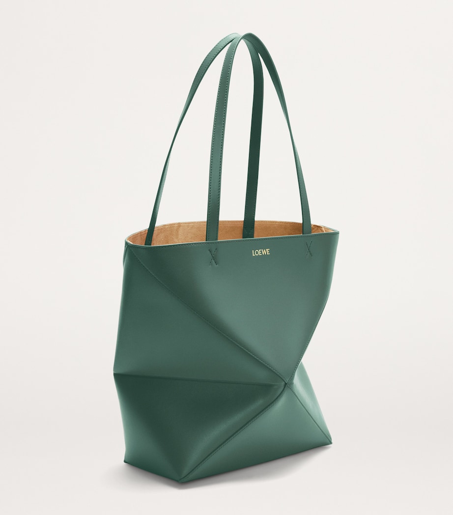LOEWE Medium Leather Puzzle Fold Tote Bag Vetiver Image 3