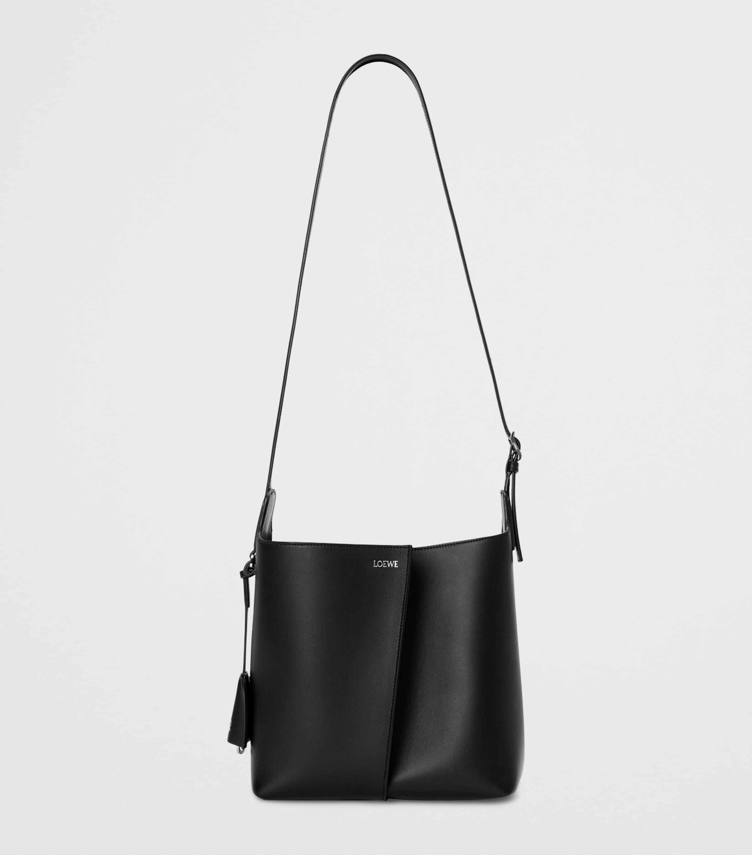 LOEWE Womens Medium Leather Bilbao Bucket Bag Black Image 5
