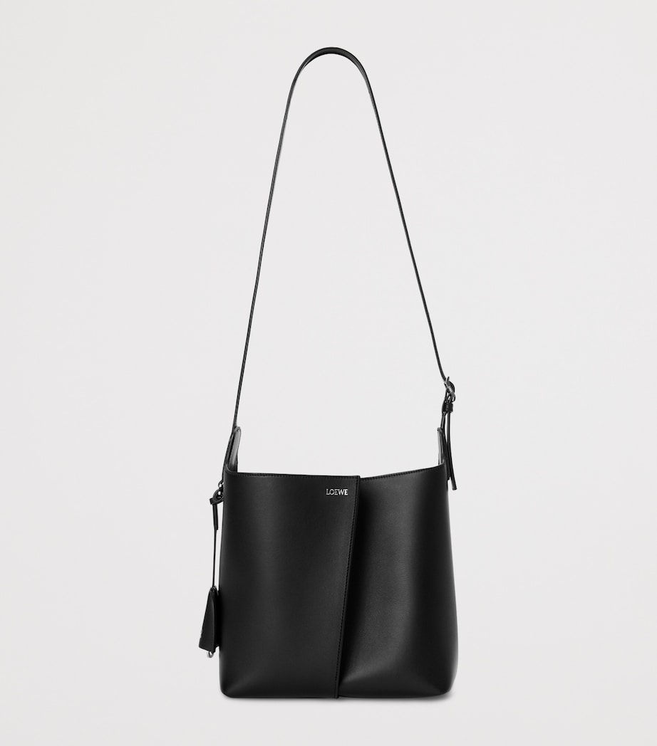 LOEWE Womens Medium Leather Bilbao Bucket Bag Black Image 5