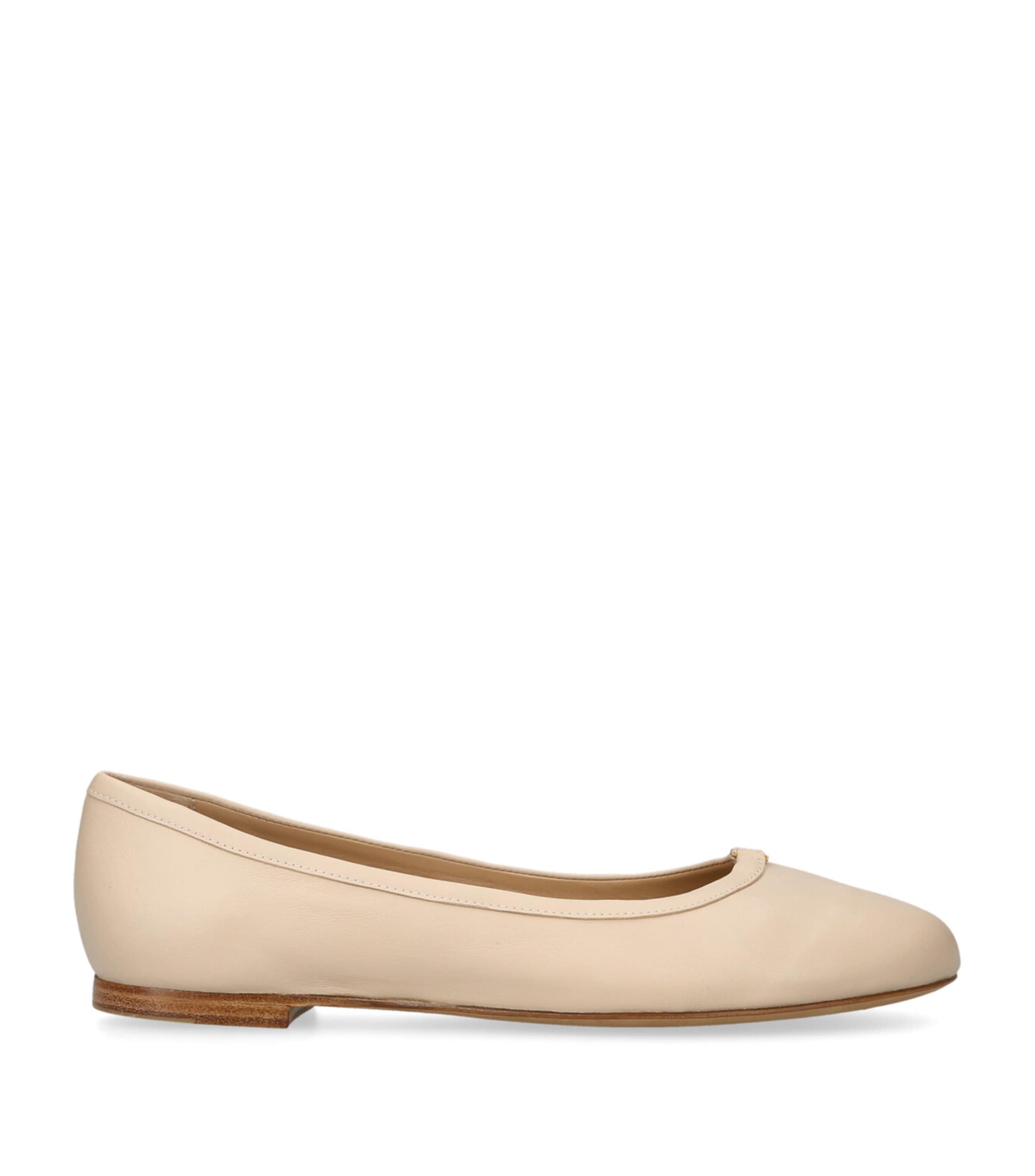 Chloé Marcie Leather Ballerina In Nude