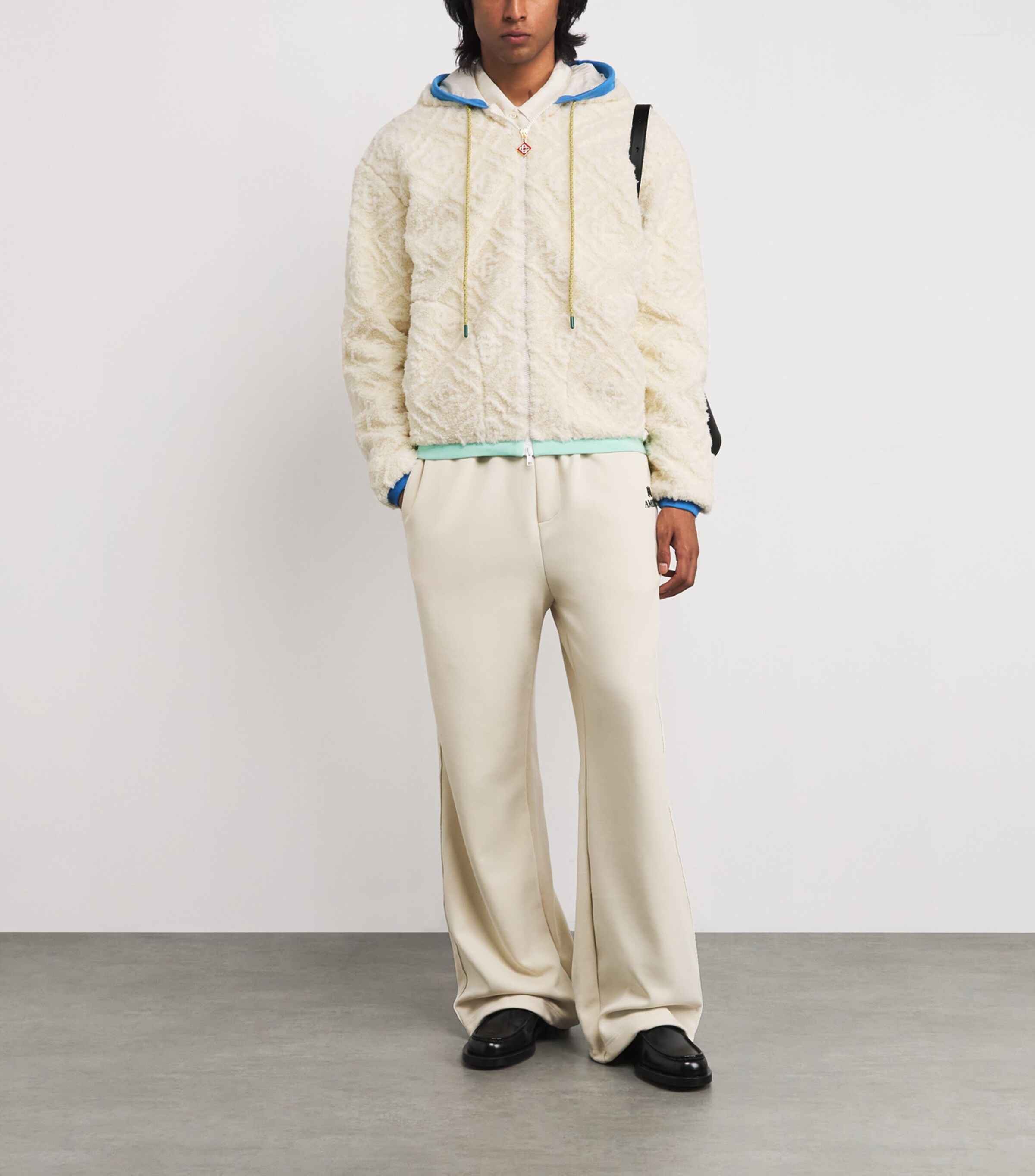 Casablanca Mens Monogram Jacquard Oversized Fleece Jacket Off White Image 2