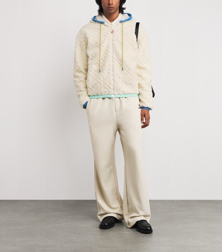 Casablanca Mens Monogram Jacquard Oversized Fleece Jacket Off White Image 2