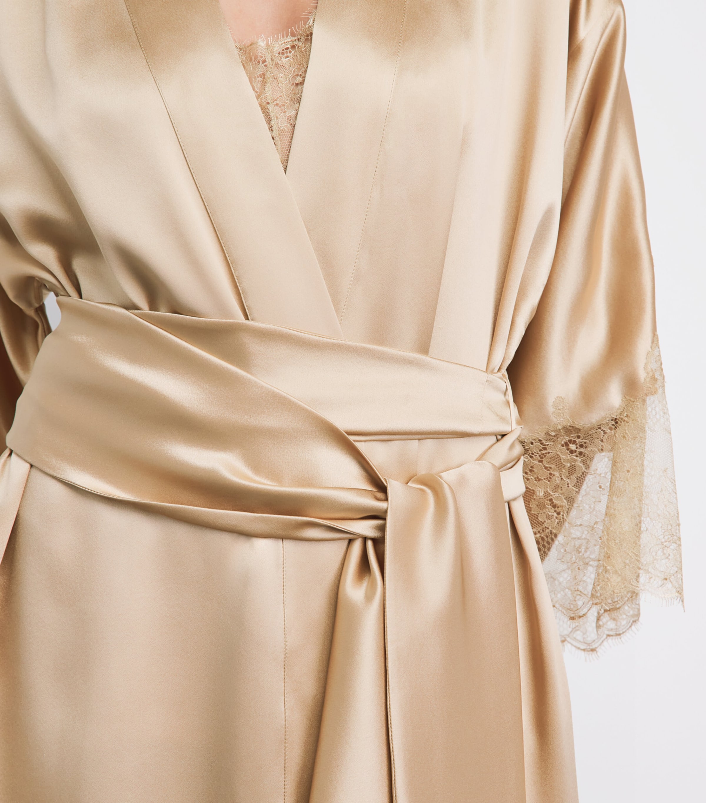 Carine Gilson Womens Silk Lace-Trim Louise Kimono Moka / Moka Image 3