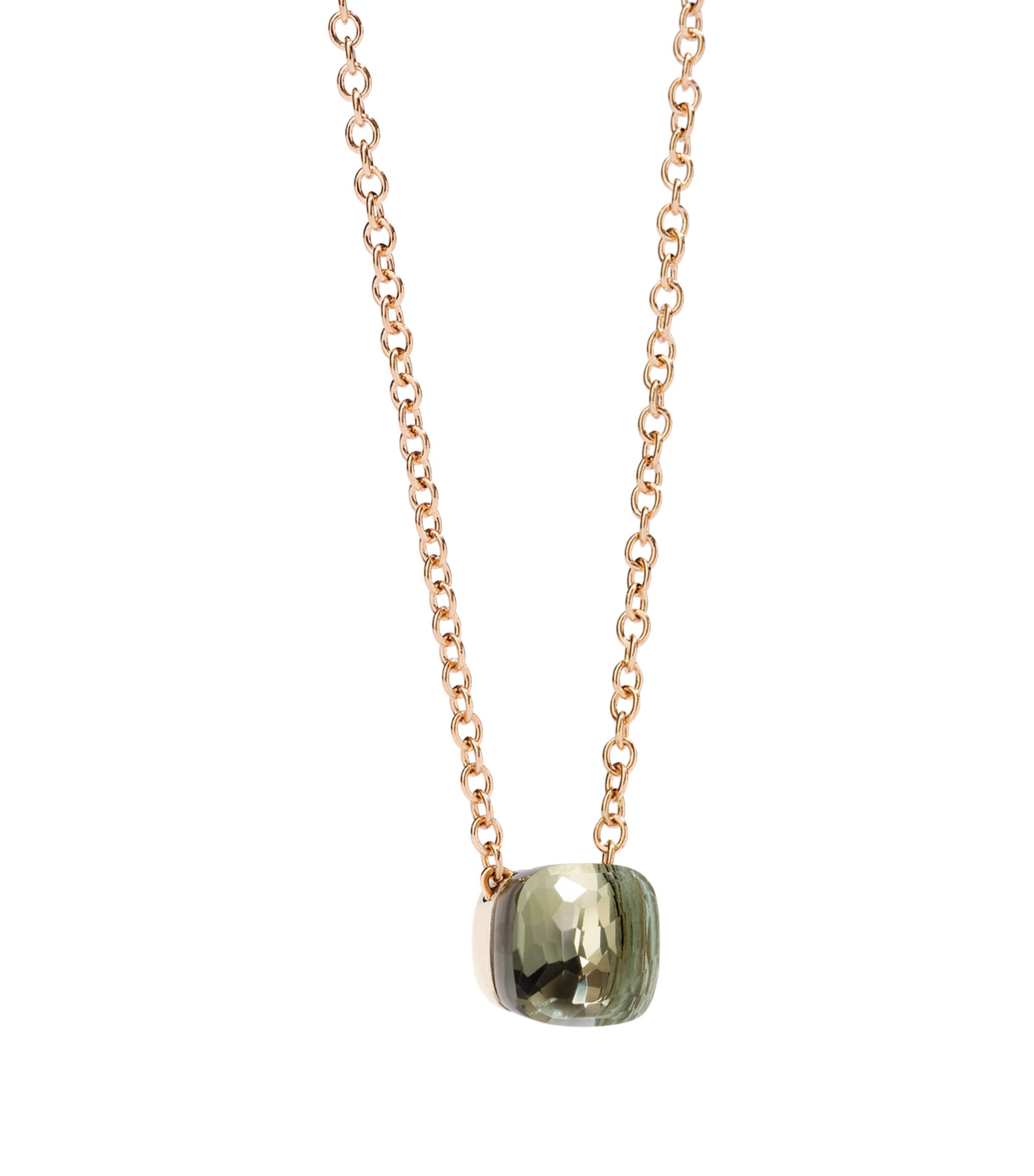 Pomellato Rose Gold Nudo Necklace In Green