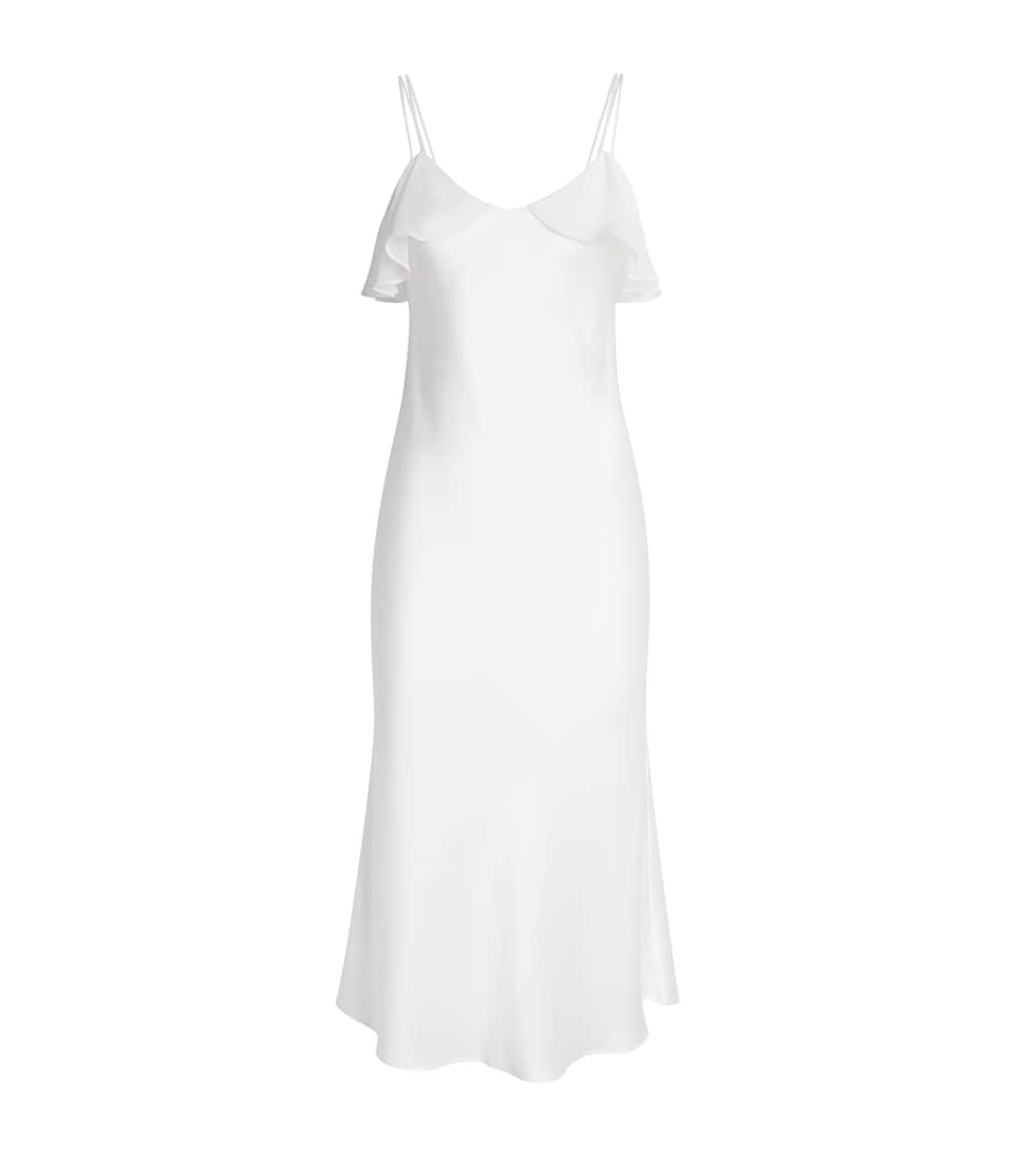 MANITO Womens Mulberry Silk Aurora Midi Slip Dress White Image 1