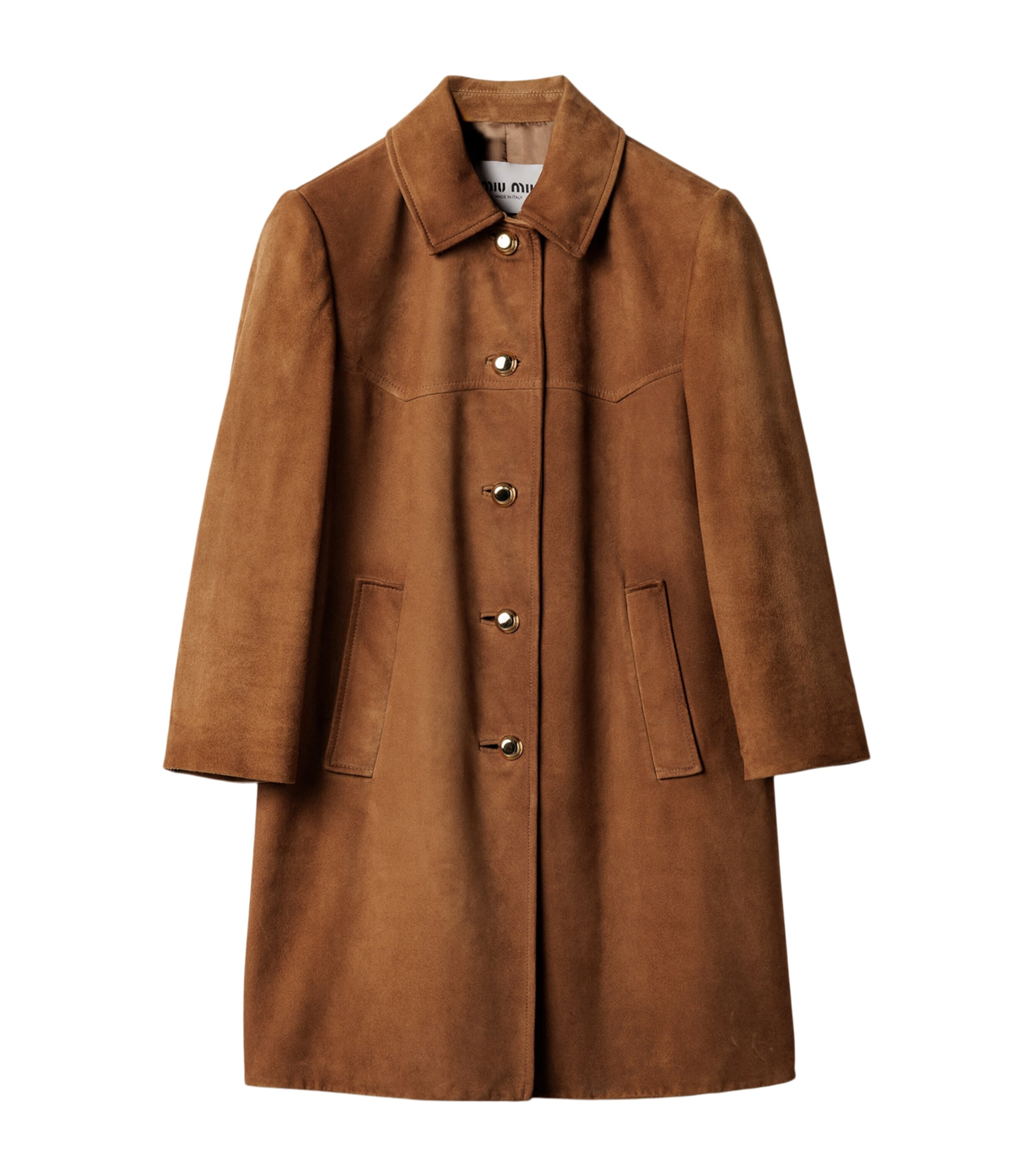 Miu Miu Womens Waxed Suede Coat Image 1