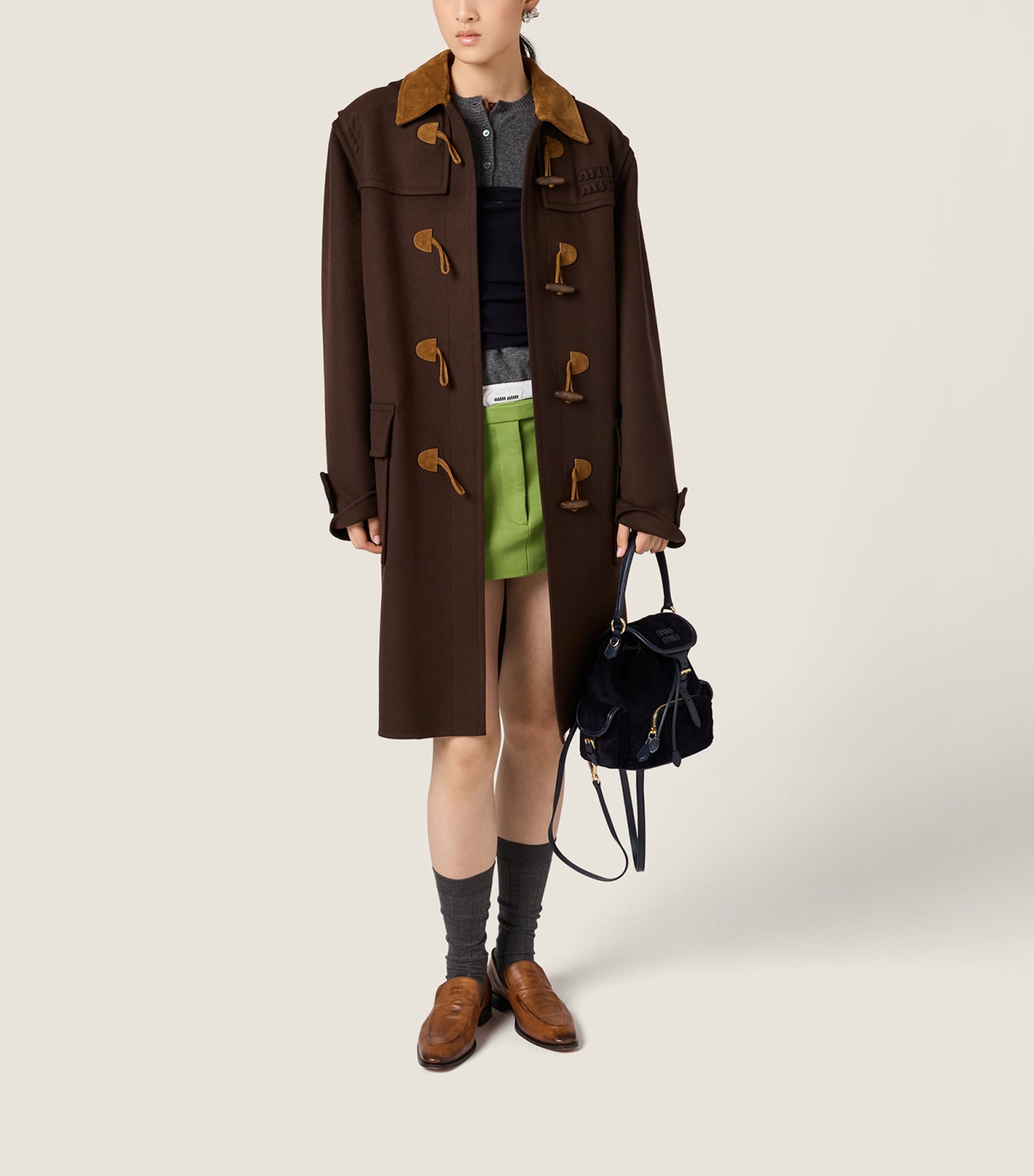 Medium Corduroy Leather-Trim Backpack F0124 Image 2