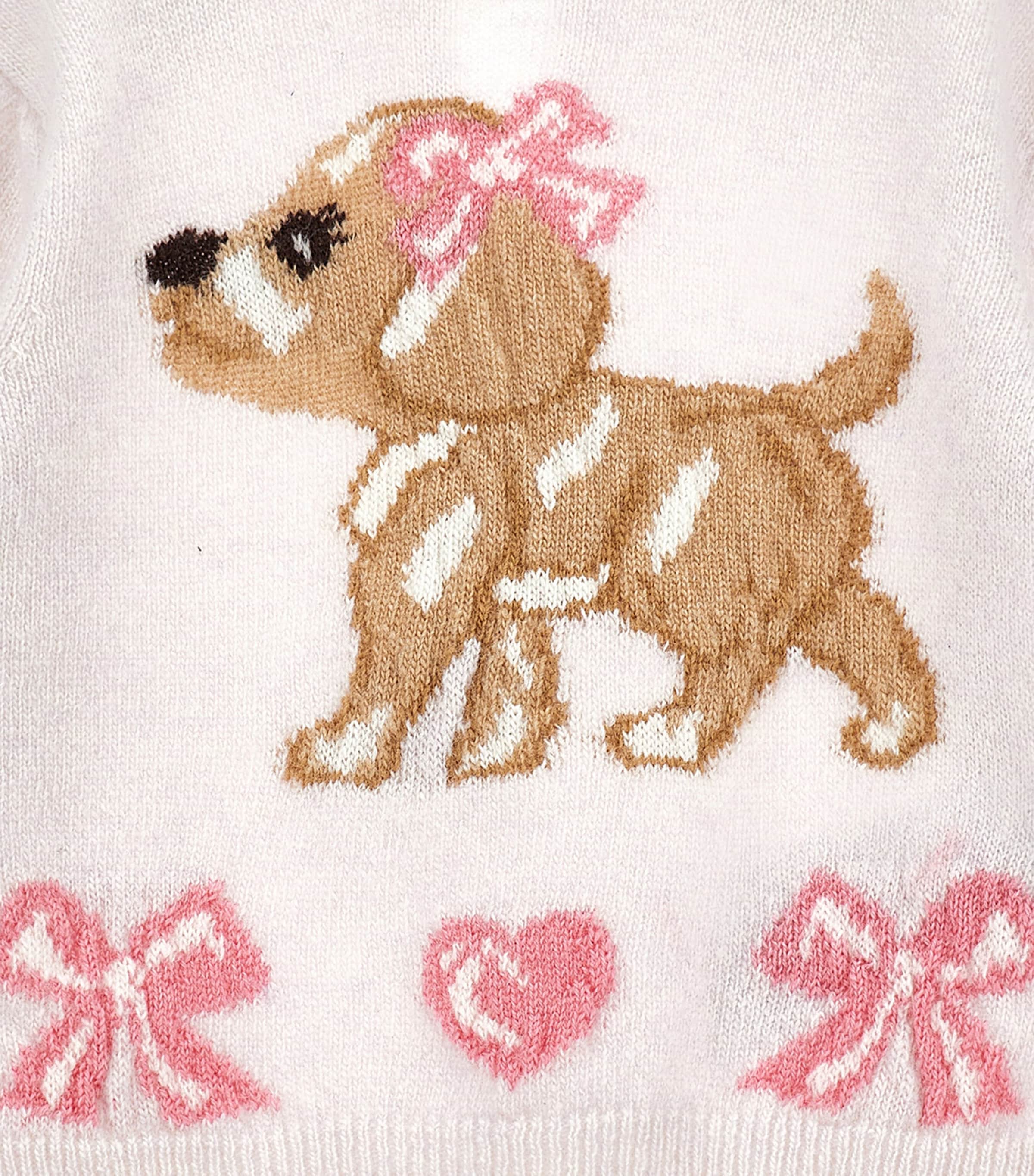 Cotton-Wool Intarsia Dog Sweater (6-36 Months) ECRU+ROSA FAIRYTALE Image 3