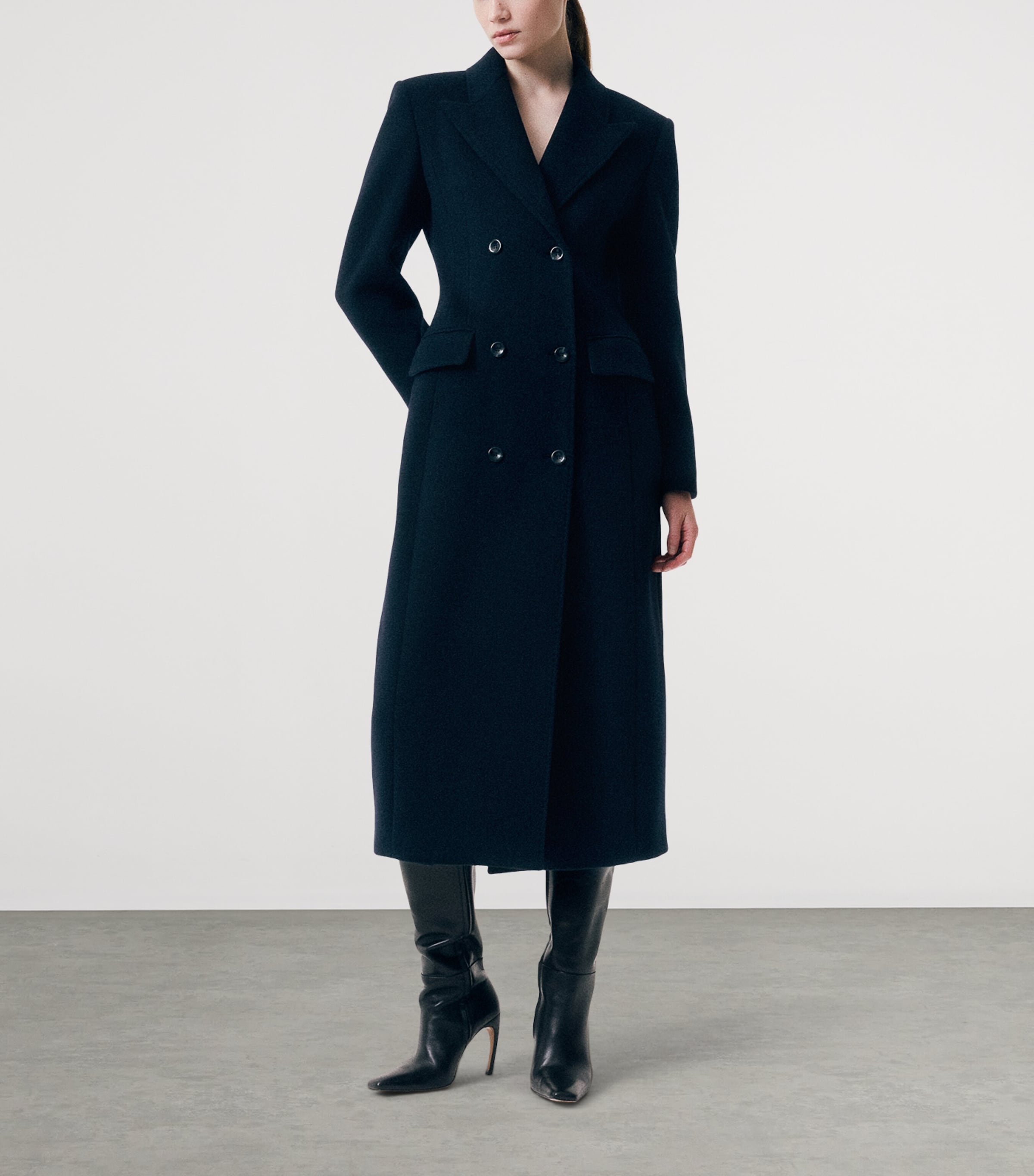 Marella Womens Wool Double-Breasted Coat Navy Image 4