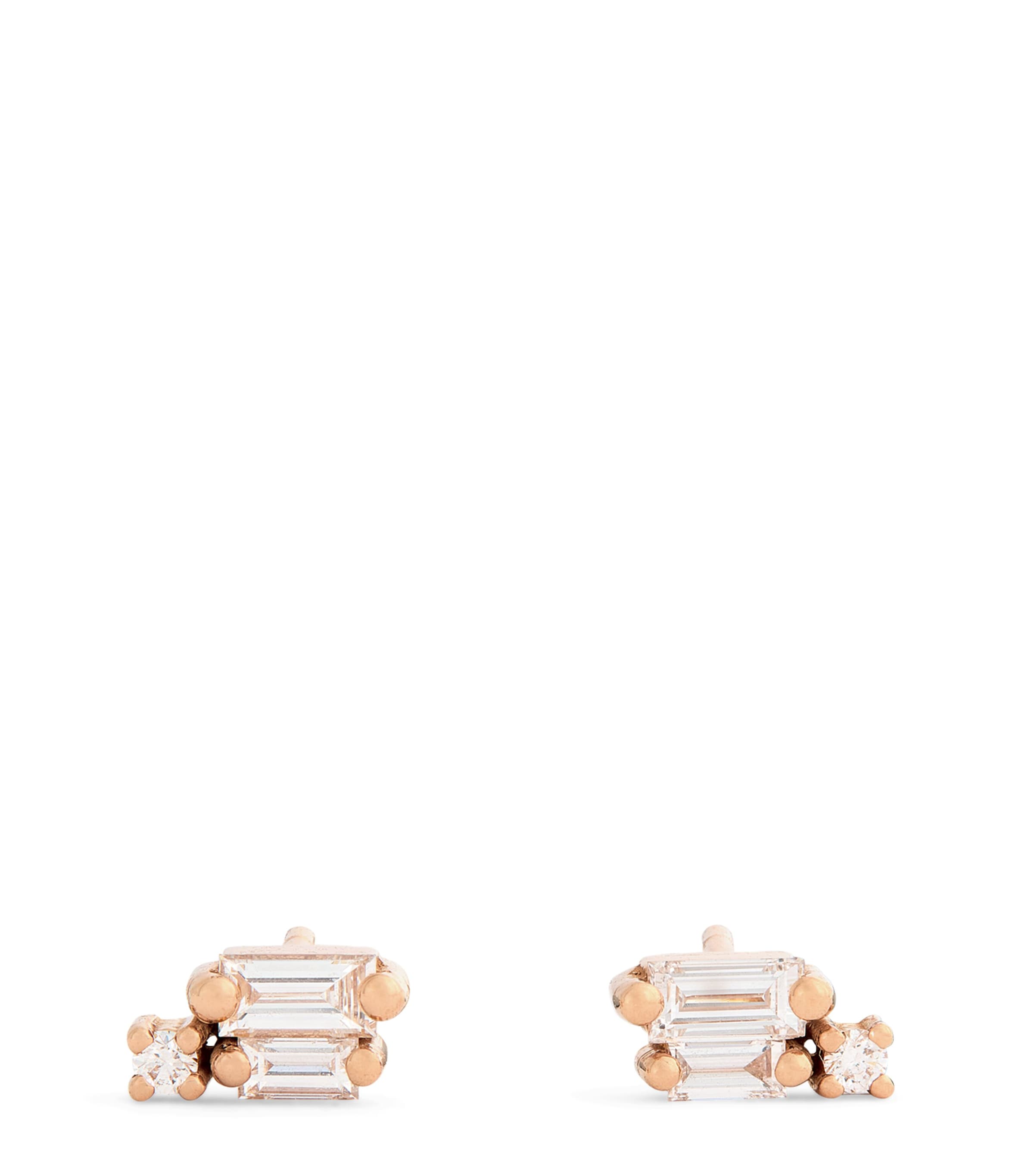 Suzanne Kalan Mini Rose Gold And Diamond Bold Burst Earrings In Gold