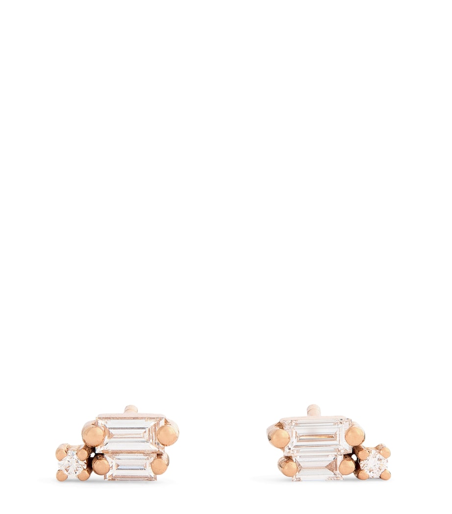 Mini Rose Gold and Diamond Bold Burst Earrings 18K RG/WD Image 1