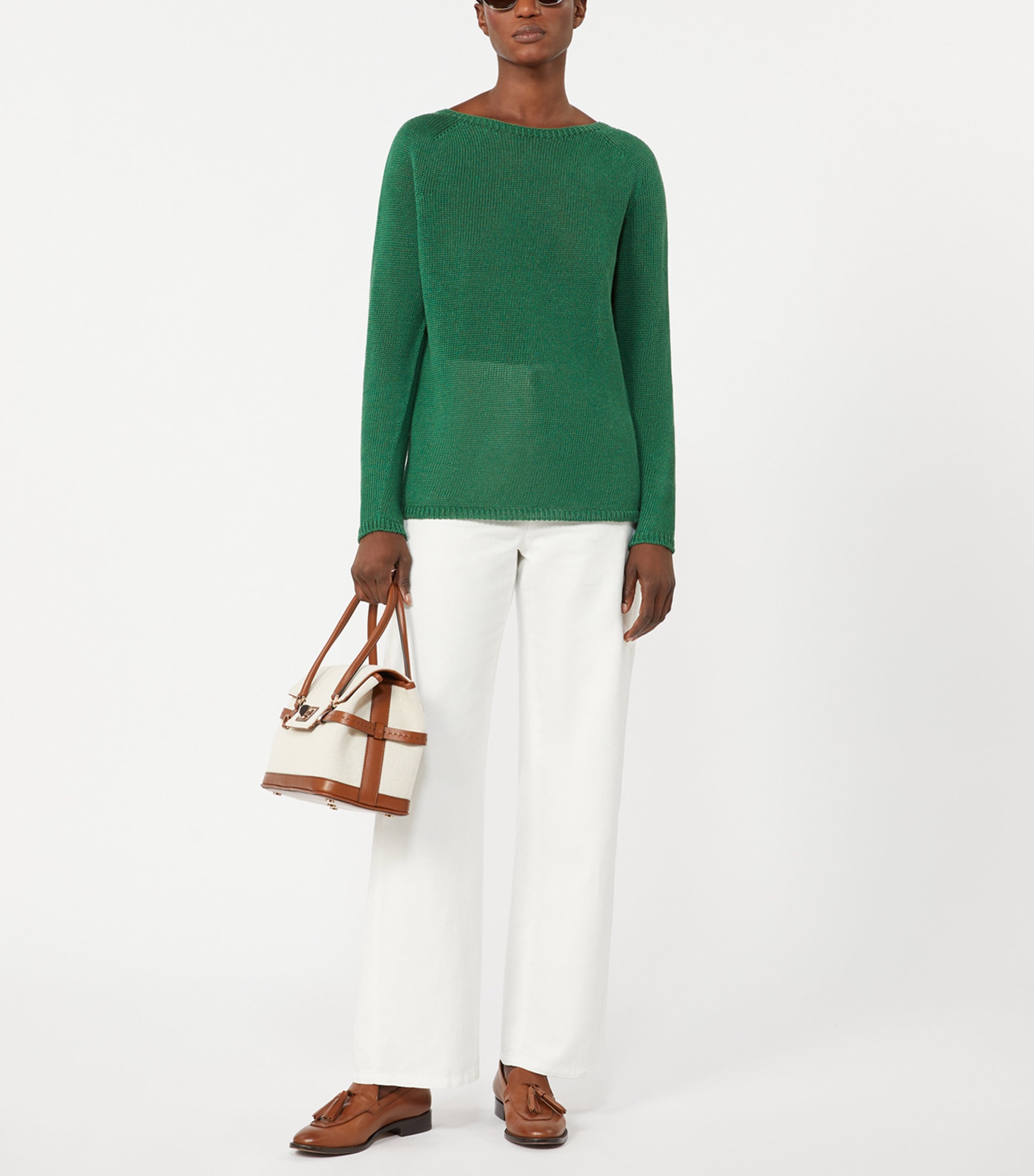 Max Mara Womens Linen Giolino Sweater Green Image 4