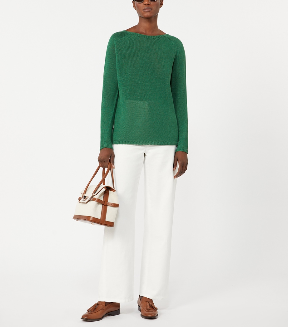Max Mara Womens Linen Giolino Sweater Green Image 4