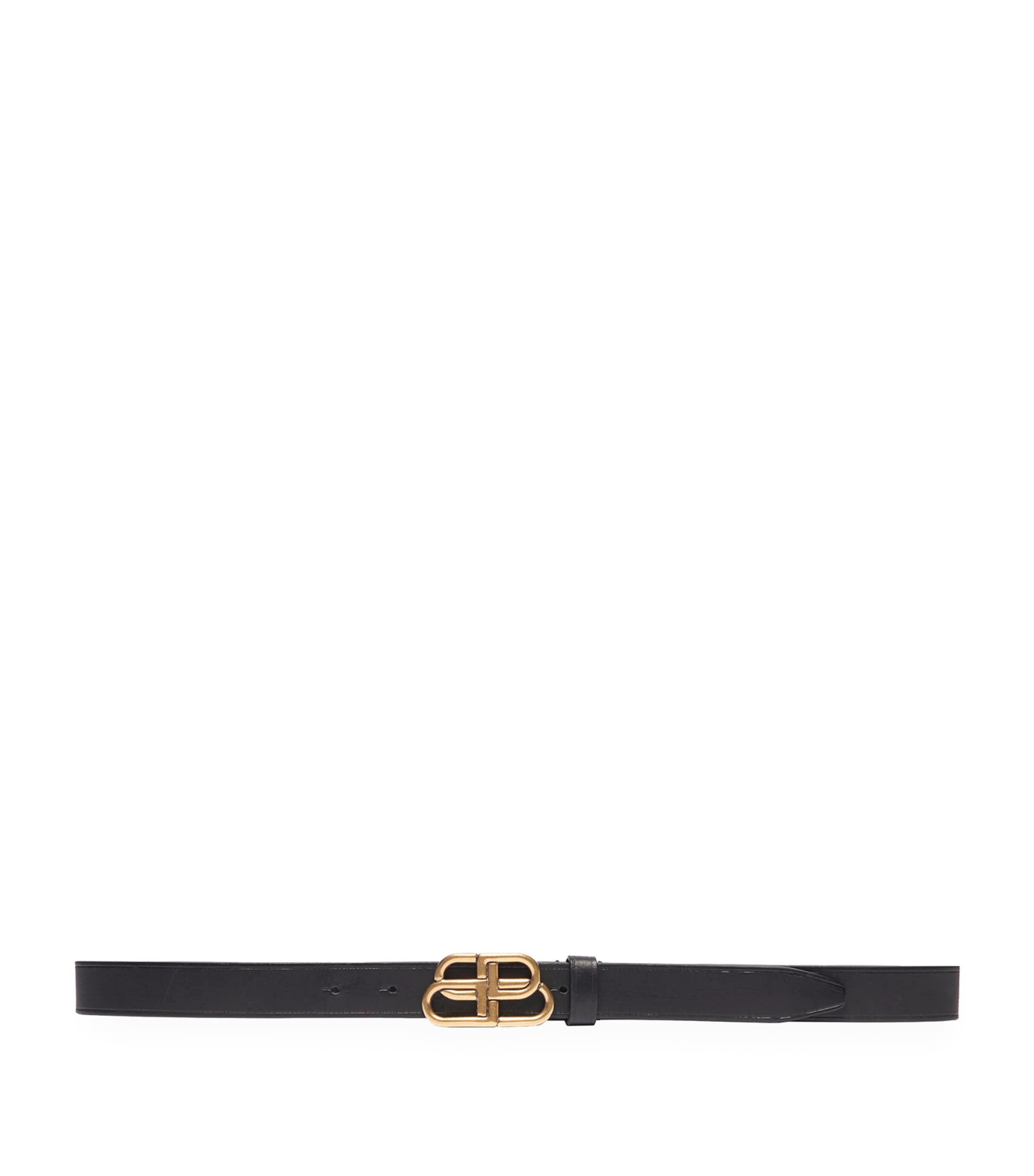 Balenciaga Leather Bb Logo Belt In Black