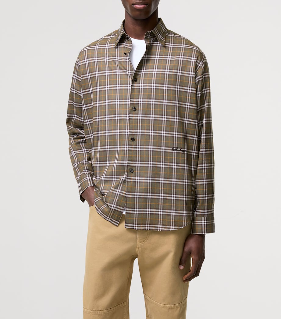 Burberry Mens Cotton Plaid Shirt Finch Brown Ip Check Image 2