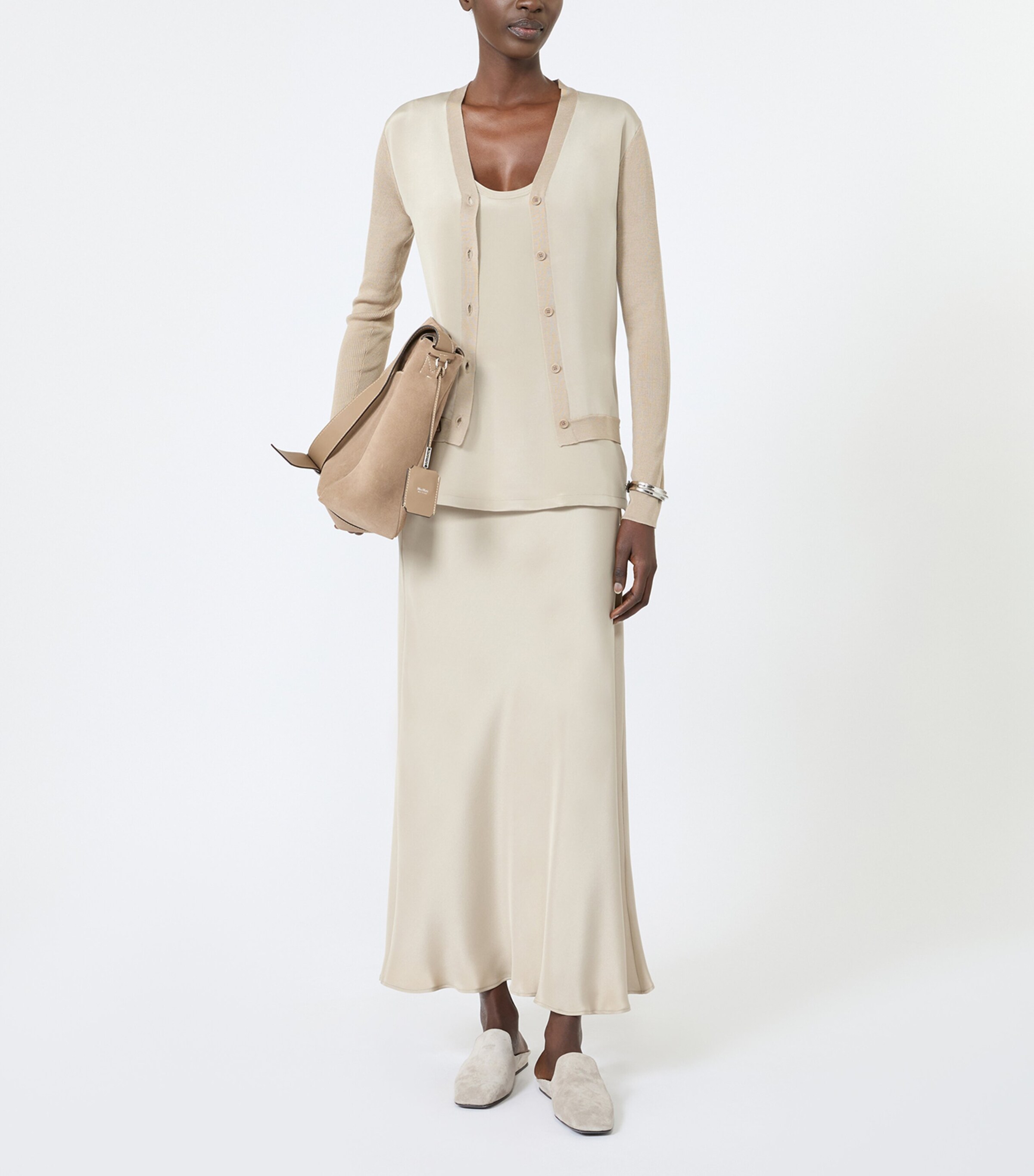 Max Mara Womens Silk-Cashmere Cardigan Stone Image 2
