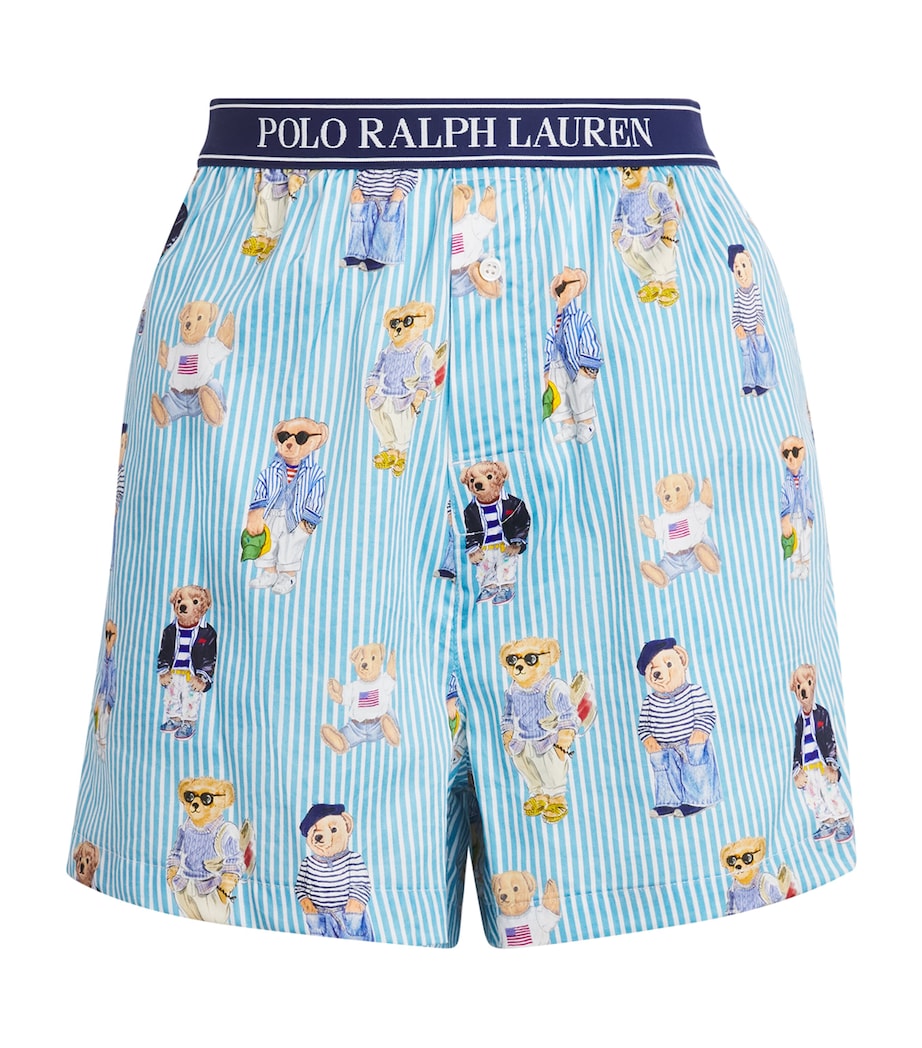 Polo Ralph Lauren Womens Cotton Polo Bear Logo Pyjama Shorts Agua Mist Bear Image 1
