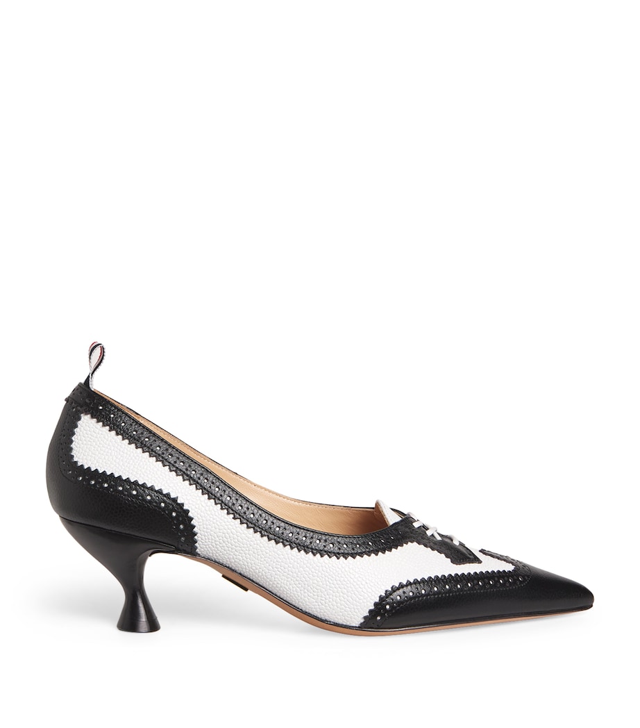Leather Wingtip Pumps 55 BLK/WHT Image 1