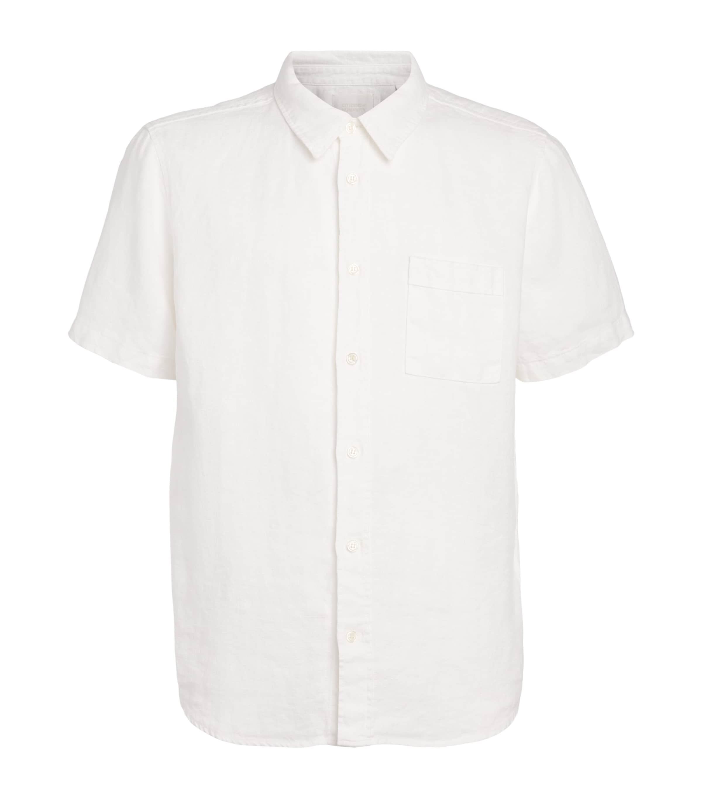 Citizens of Humanity Mens Linen Short-Sleeve Cairo Shirt White Image 1