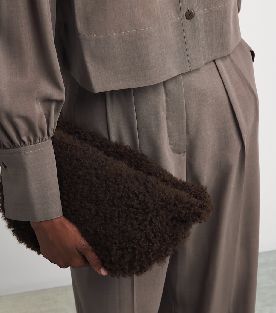 Virgin Wool Voile Forest Trousers MUSHROOM Image 6