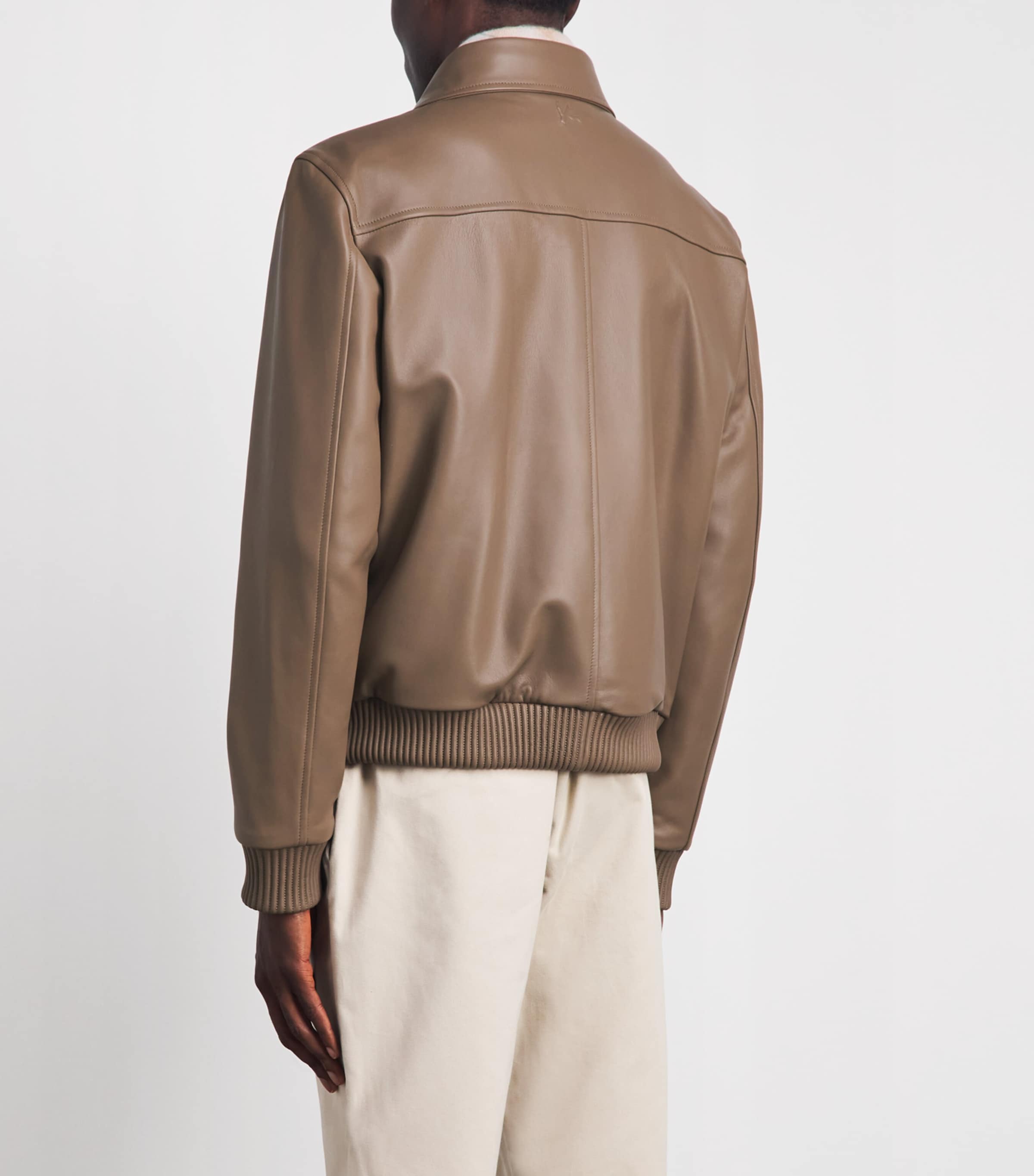 Isaia Mens Lambskin Flight Jacket Image 5