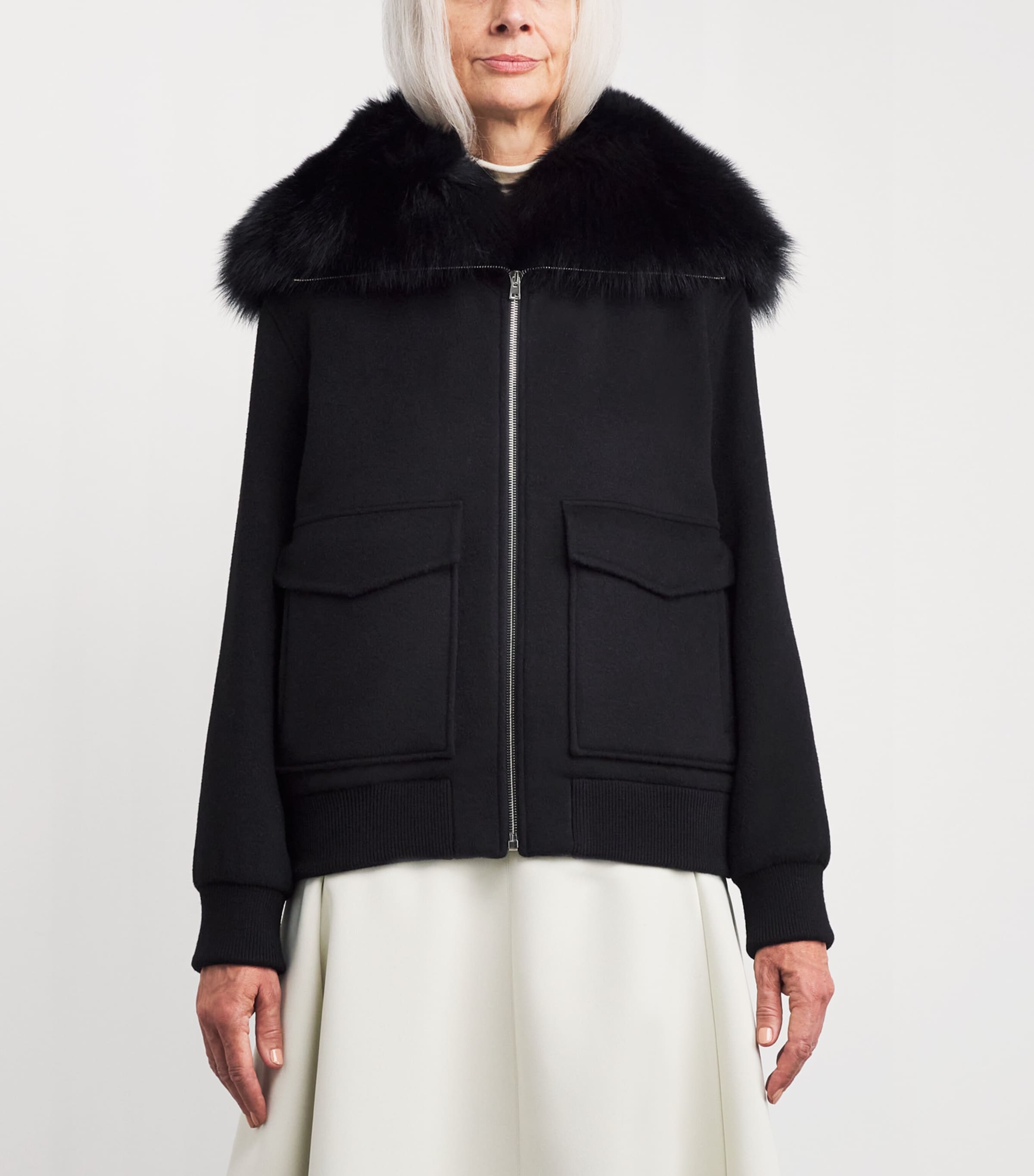 Wool-Cashmere Fur-Trim Jacket C99 Image 3