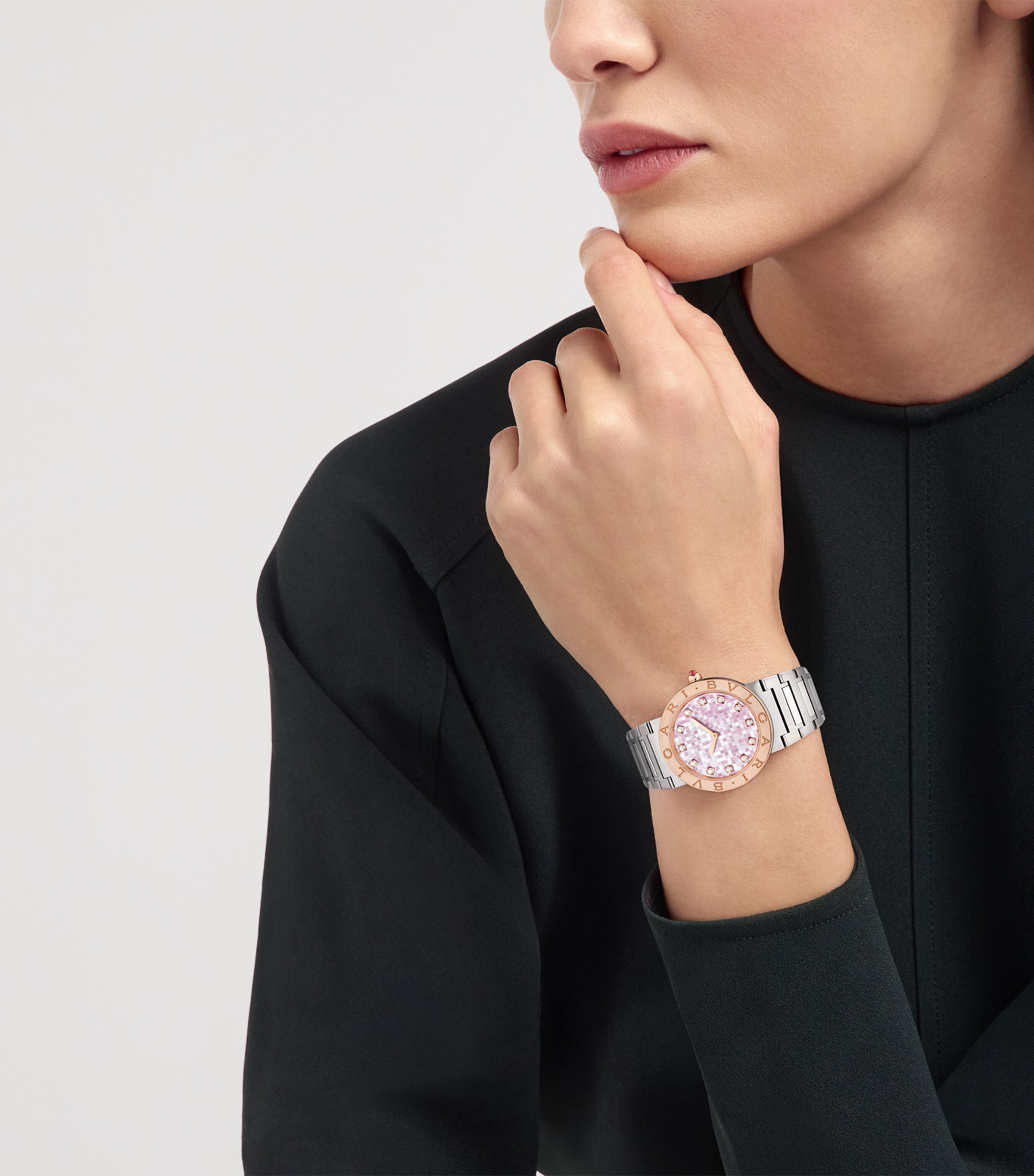 Bvlgari Stainless Steel and Yellow Gold BVLGARI BVLGARI Watch 33mm Pink Image 5