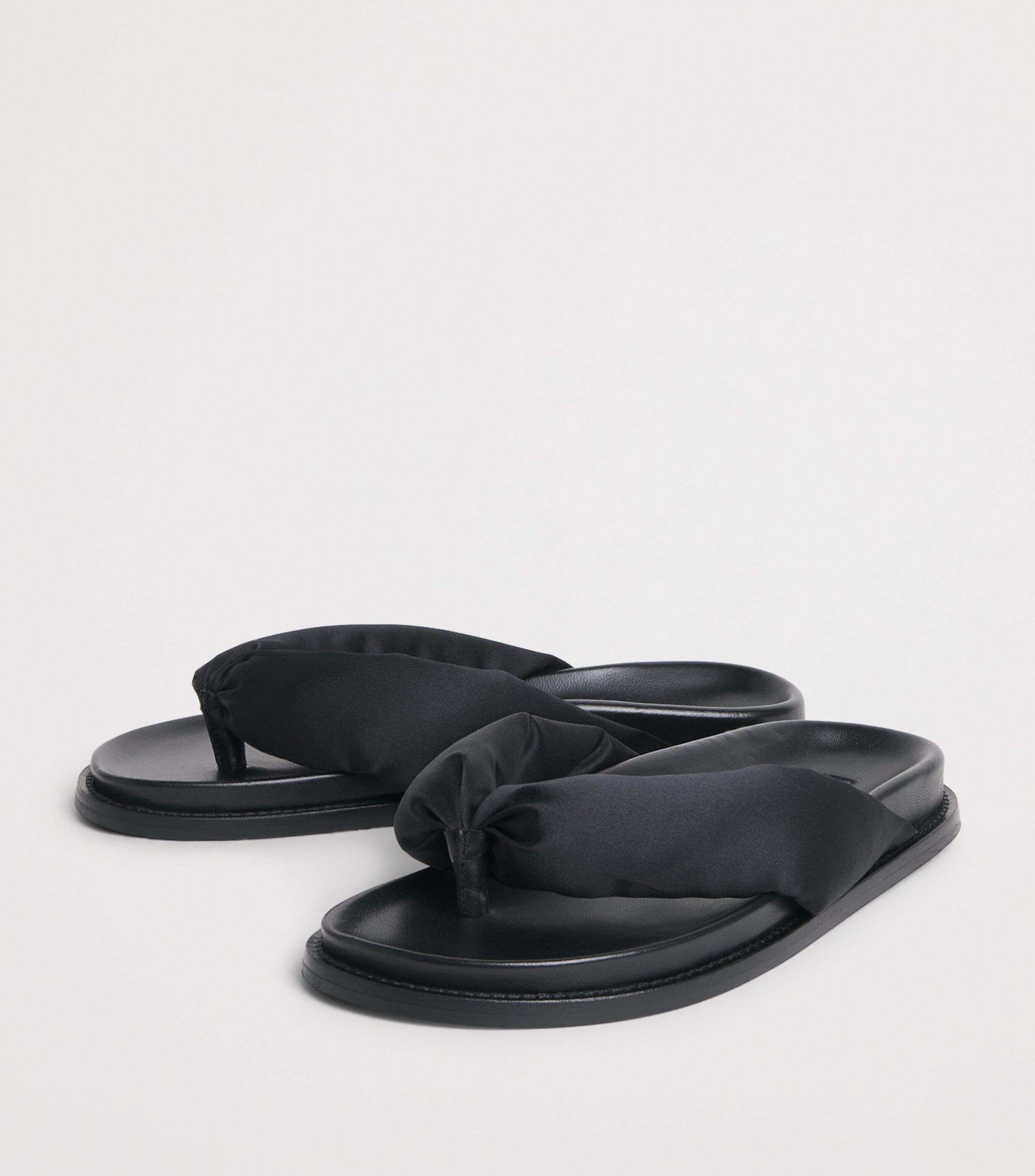 CAMILLA AND MARC Leather-Satin Nina Flip Flops Dblk Black Image 3