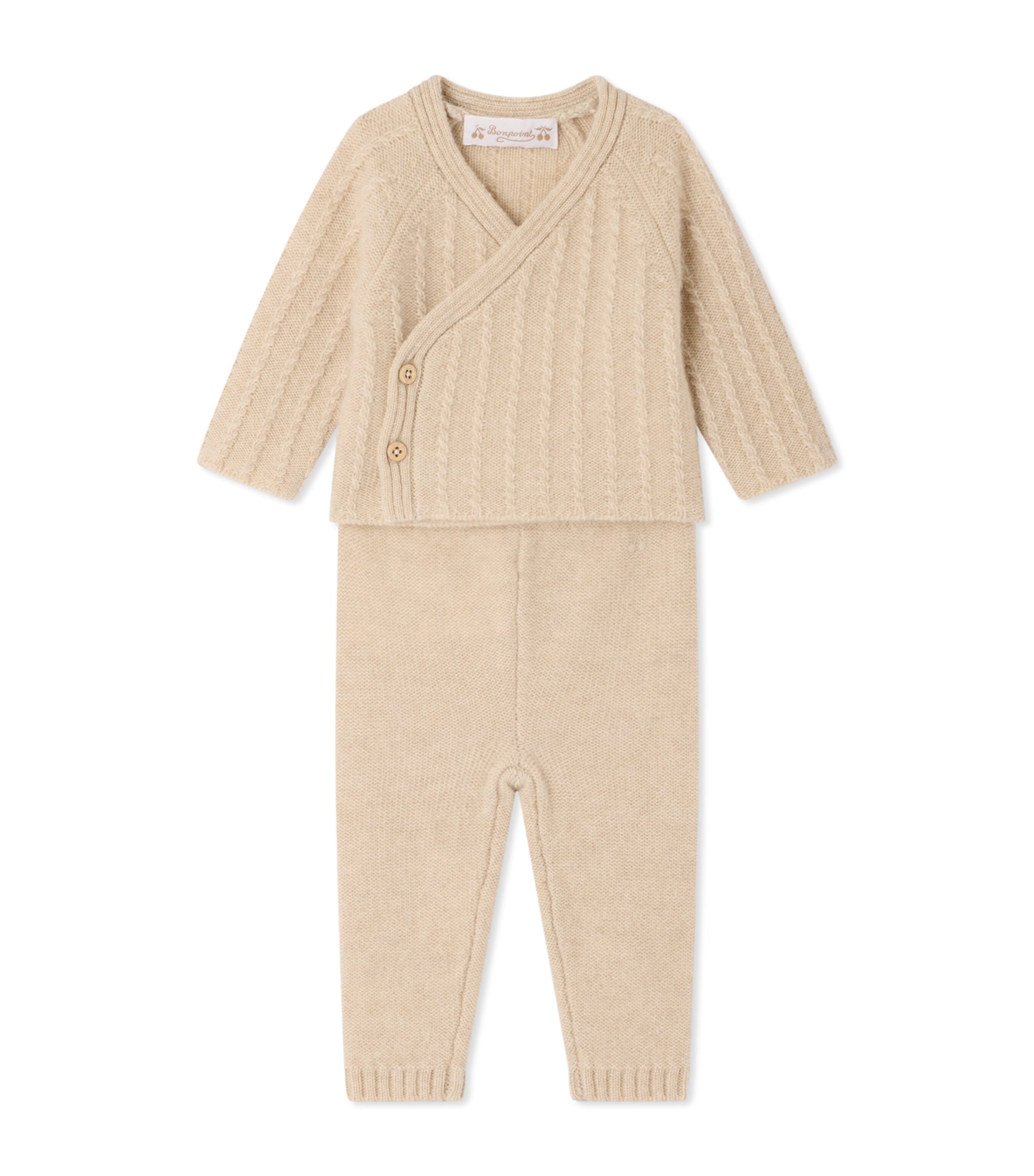 Bonpoint Cashmere Cardigan and Leggings Set (3-18 Months) Naturel Image 1