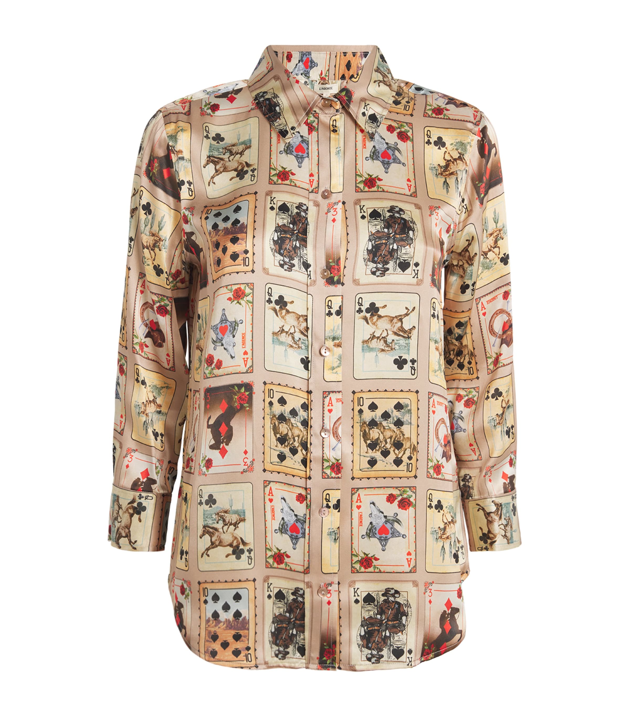 L Agence Silk Cropped-sleeve Dani Blouse In Multi