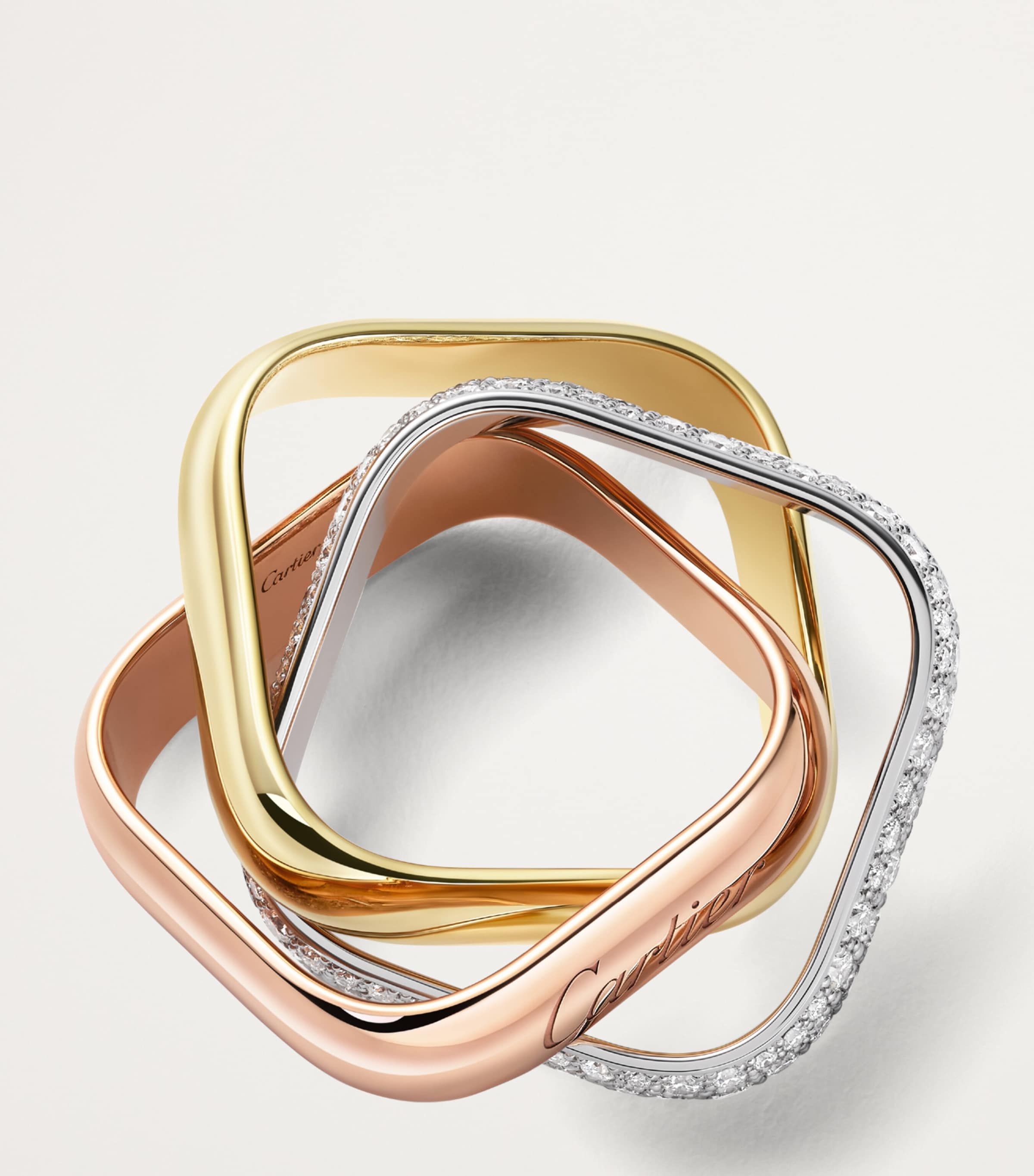 Gold and Diamond Trinity Ring MULTI Image 4