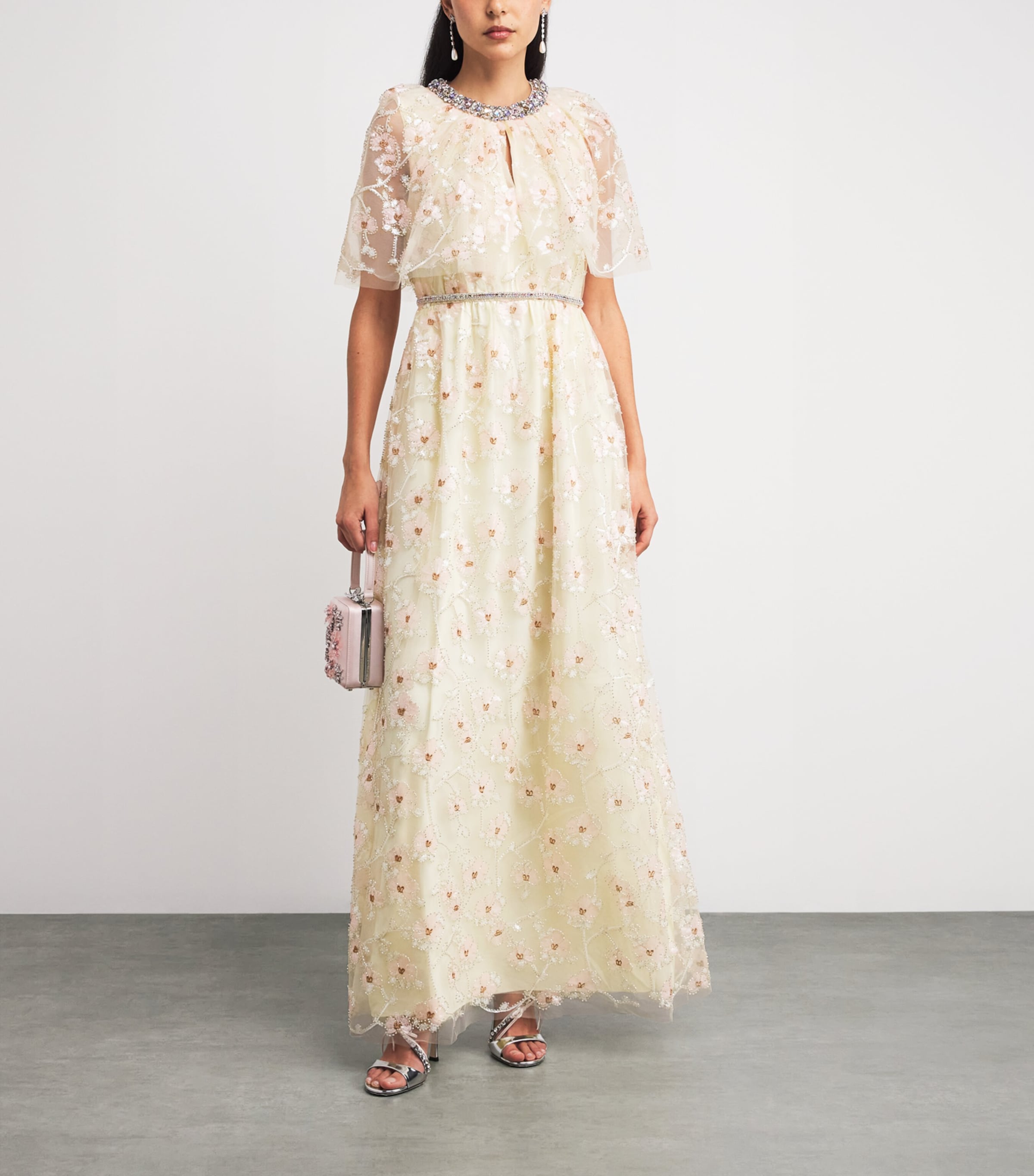 Embellished Floral Maxi Dress CHAMPAGNE Image 2