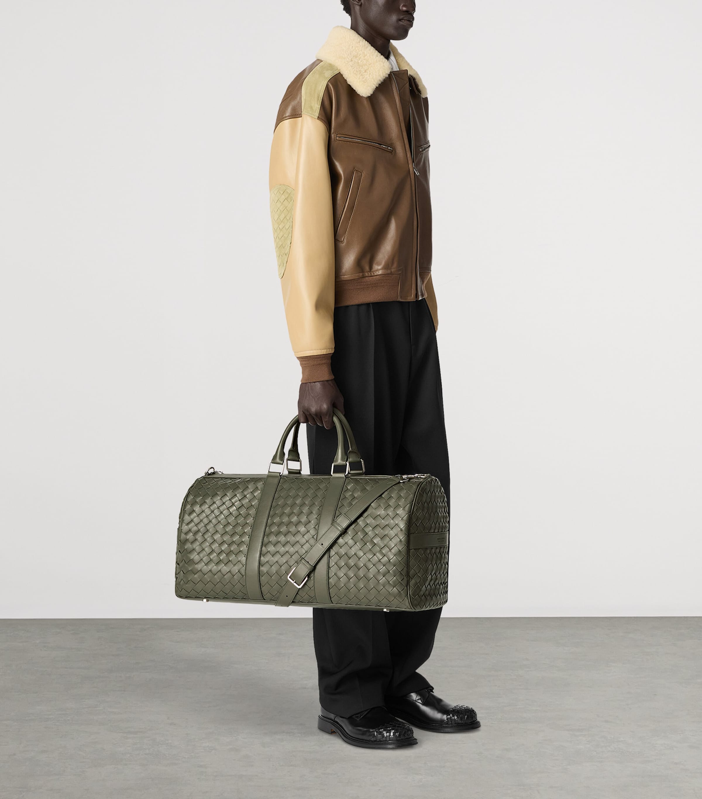 Bottega Veneta Green Leather Intrecciato Cabin Duffle Bag | Harrods US
