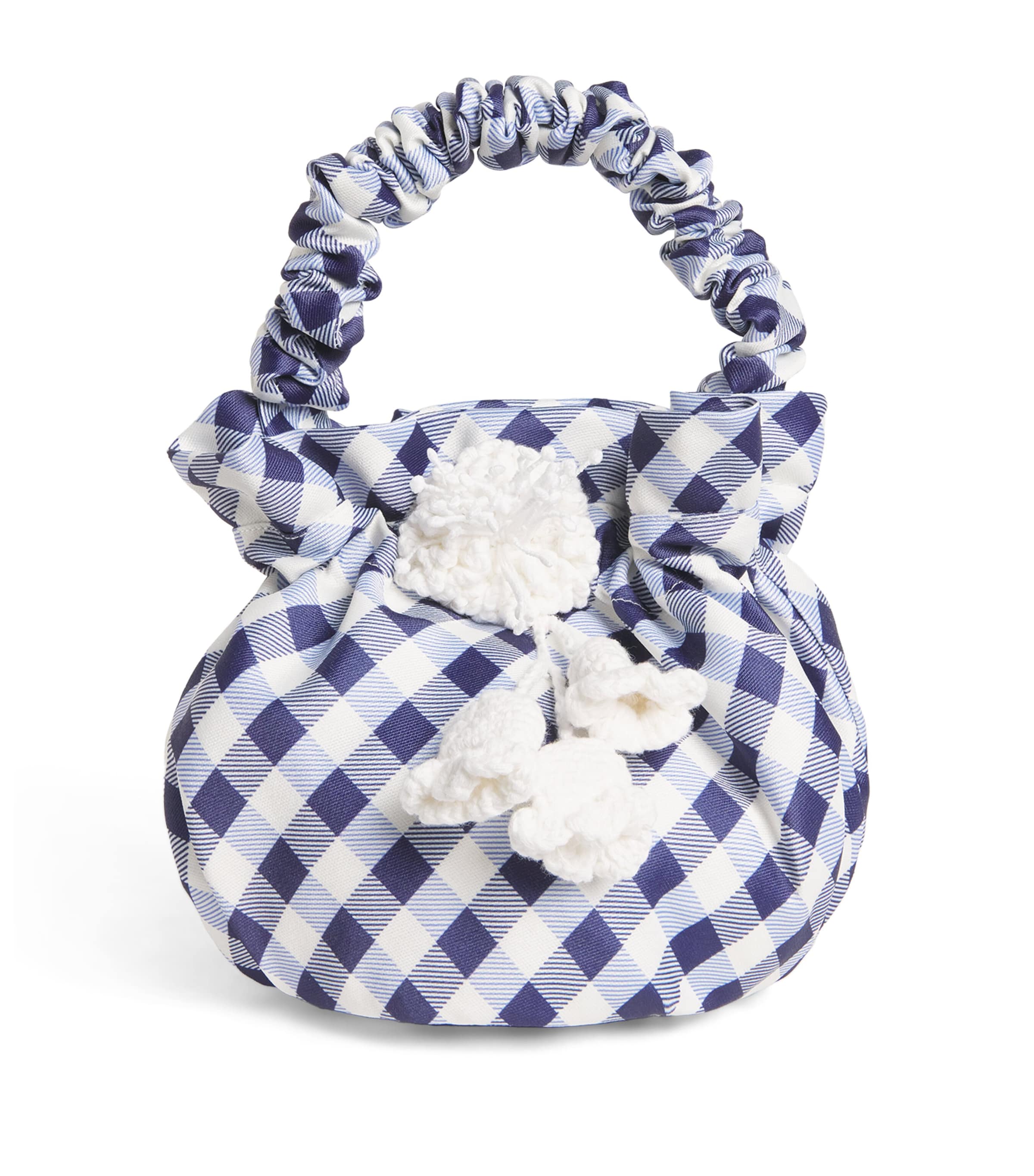 Self-portrait Gingham Taffeta Top-handle Bag In Multi