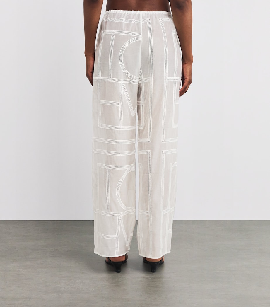 Cotton-Silk Monogram Trousers 047 WHITE Image 4