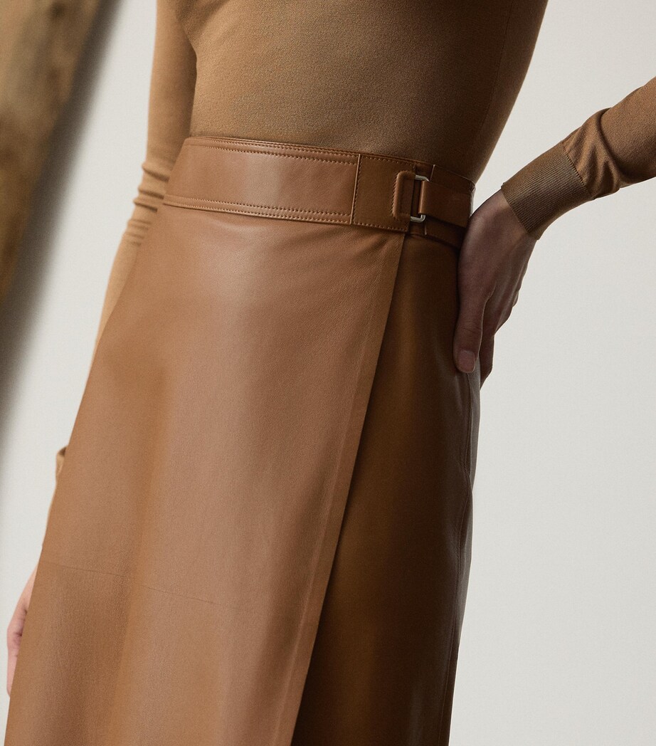 Lambskin A-Line Midi Skirt LIGHT TOFFEE Image 10